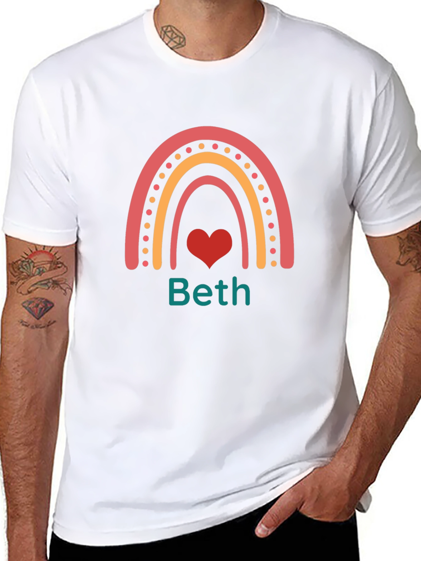 Rainbow Heart Personalized Tee