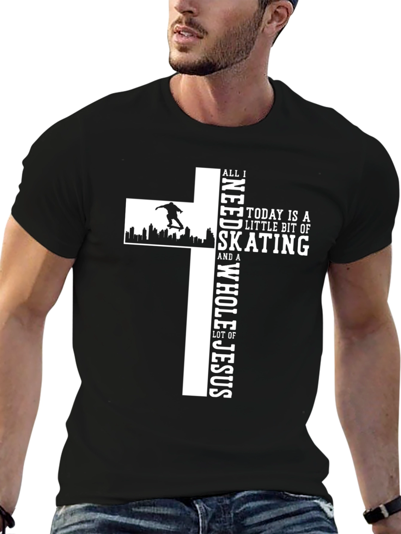 Skating and Jesus Graphic T-Shirt