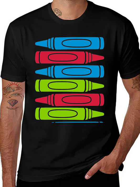 Colorful Crayon Stack Graphic Tee