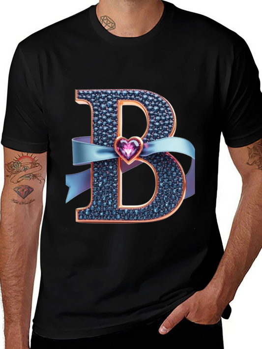 B Initial Heart Ribbon T-Shirt