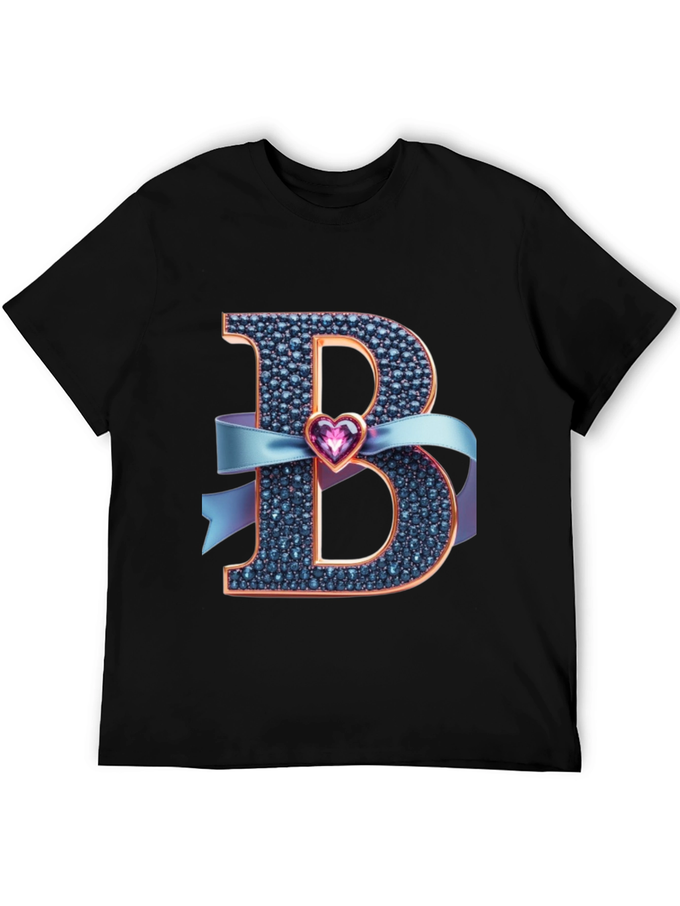 B Initial Heart Ribbon T-Shirt