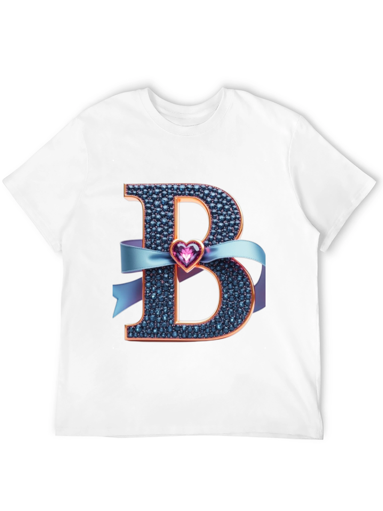 B Initial Heart Ribbon T-Shirt