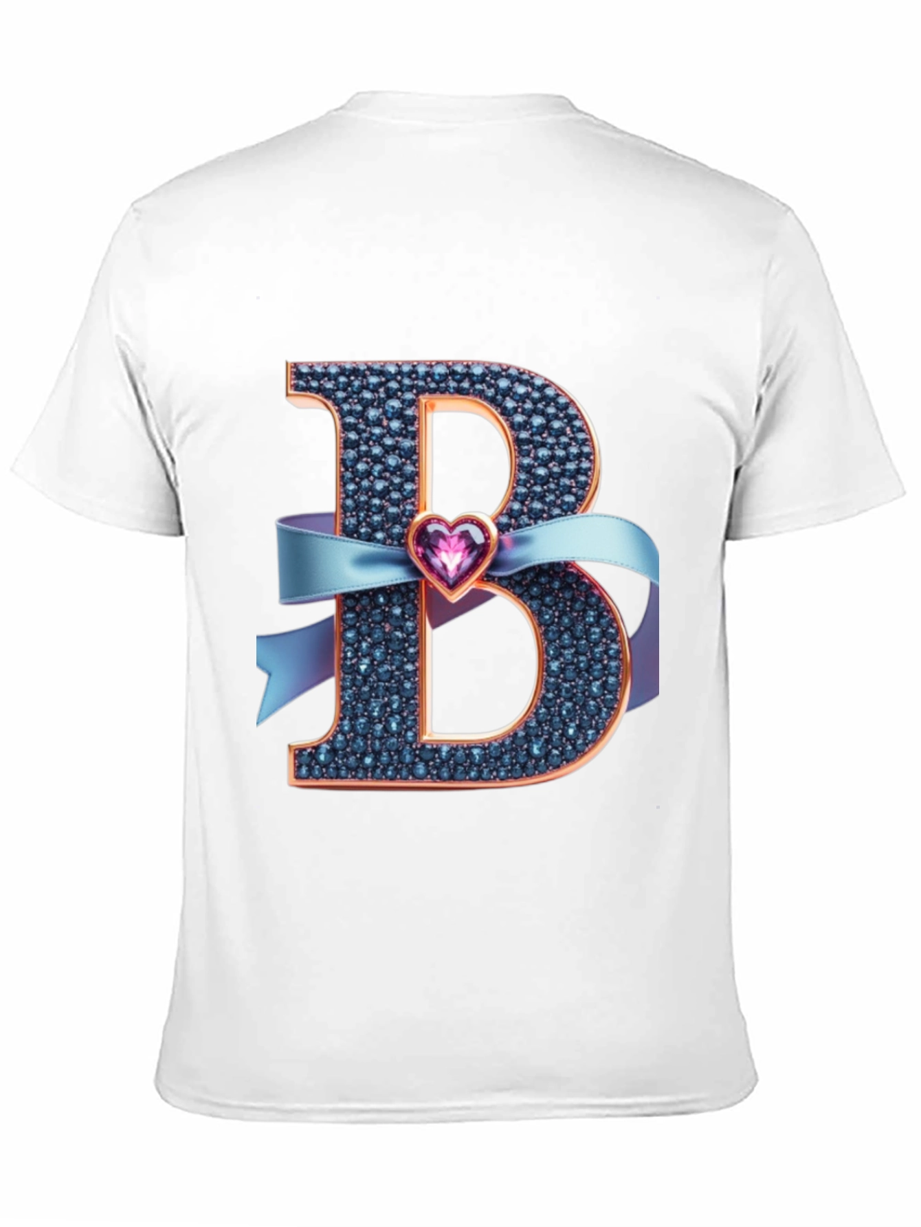 B Initial Heart Ribbon T-Shirt