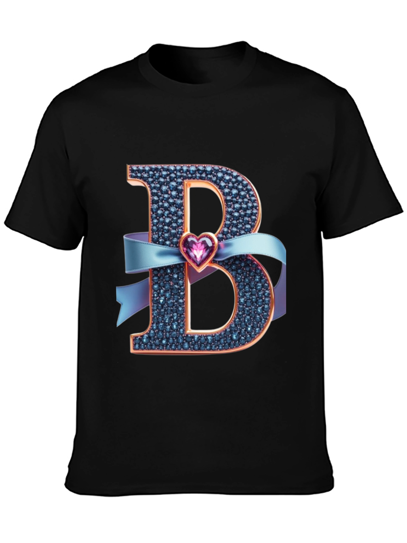 B Initial Heart Ribbon T-Shirt