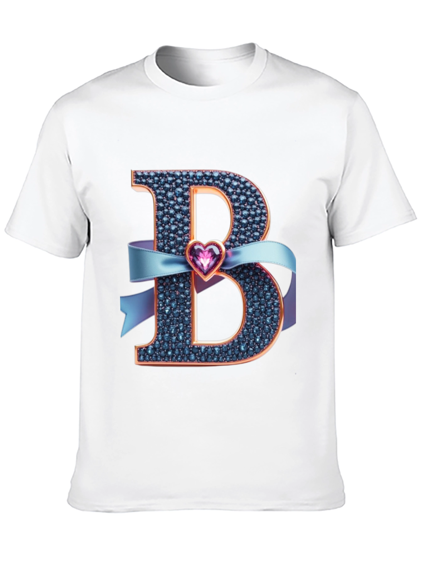 B Initial Heart Ribbon T-Shirt