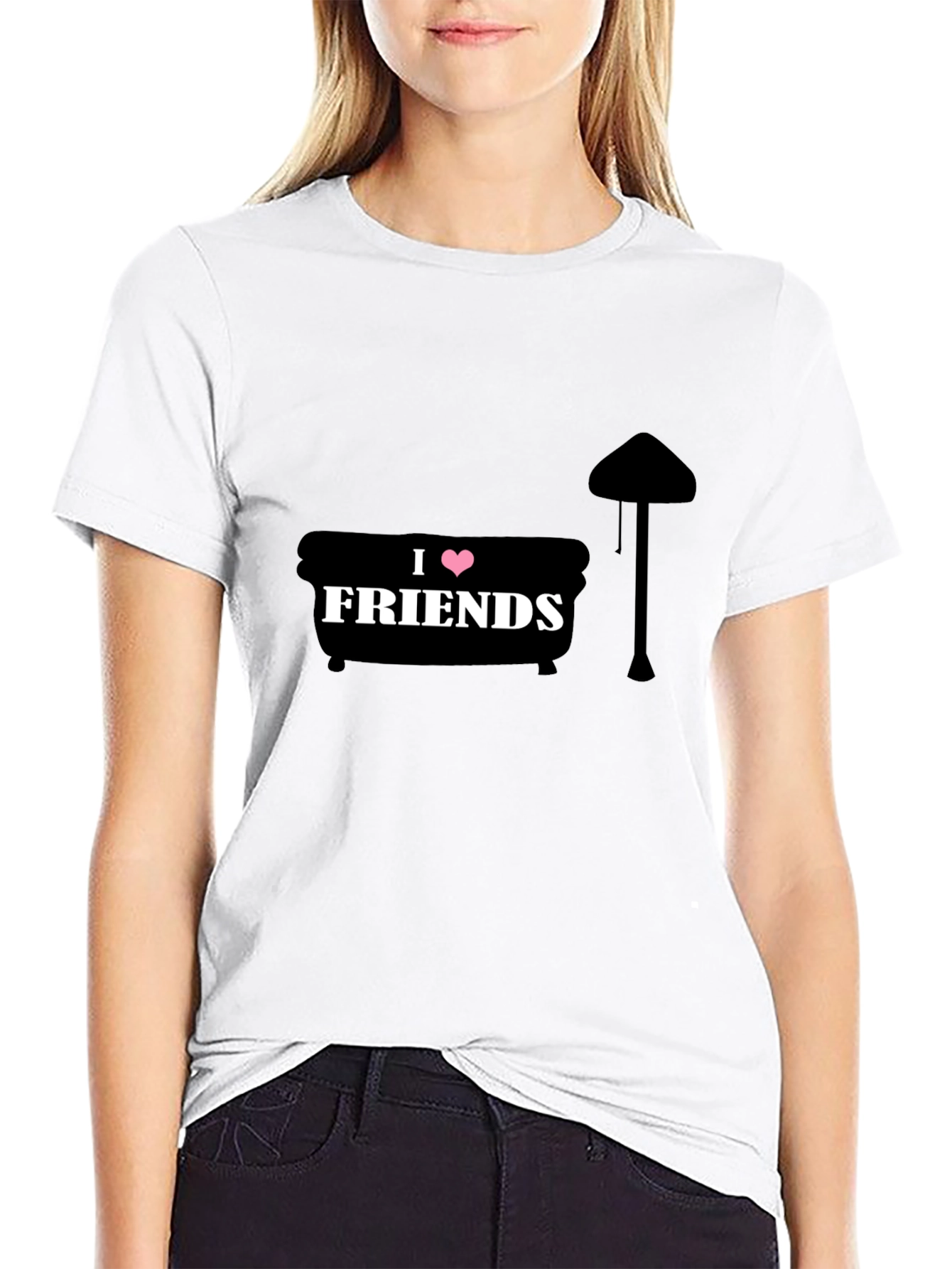 I Heart Friends TV Show Black T-Shirt