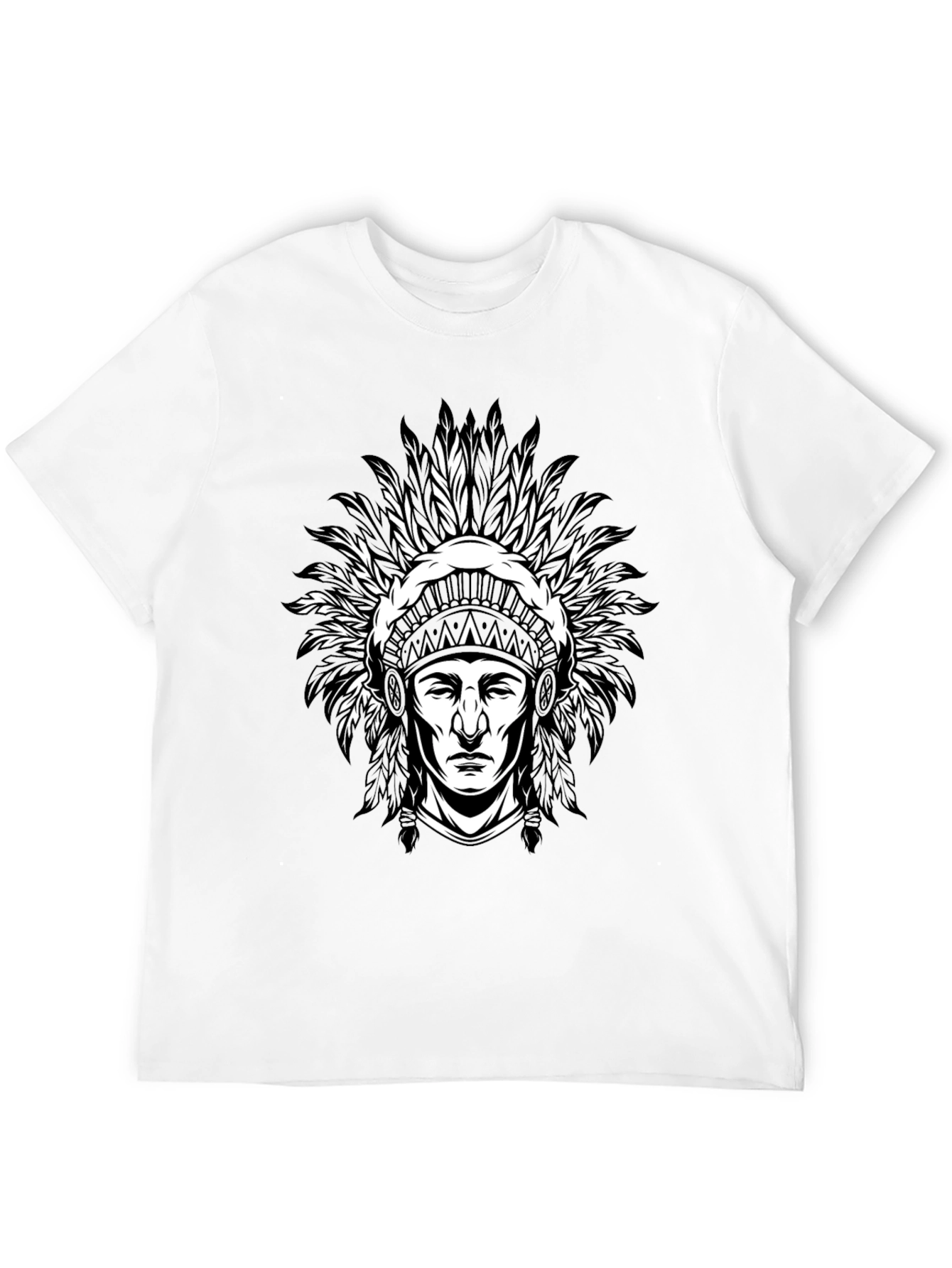 Native American Chief Graphic T-Shirt - Black