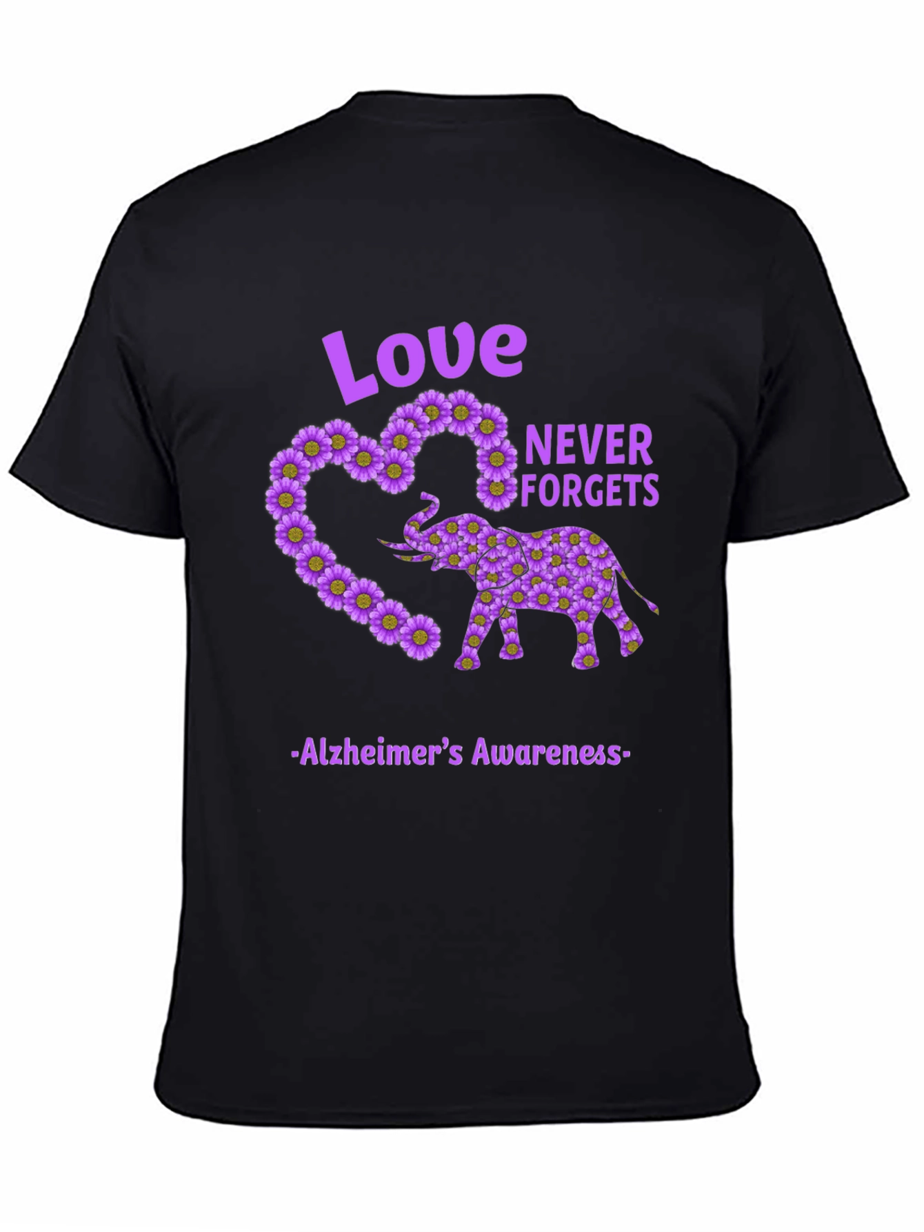 Alzheimers Awareness Love Never Forgets Elephant T-Shirt