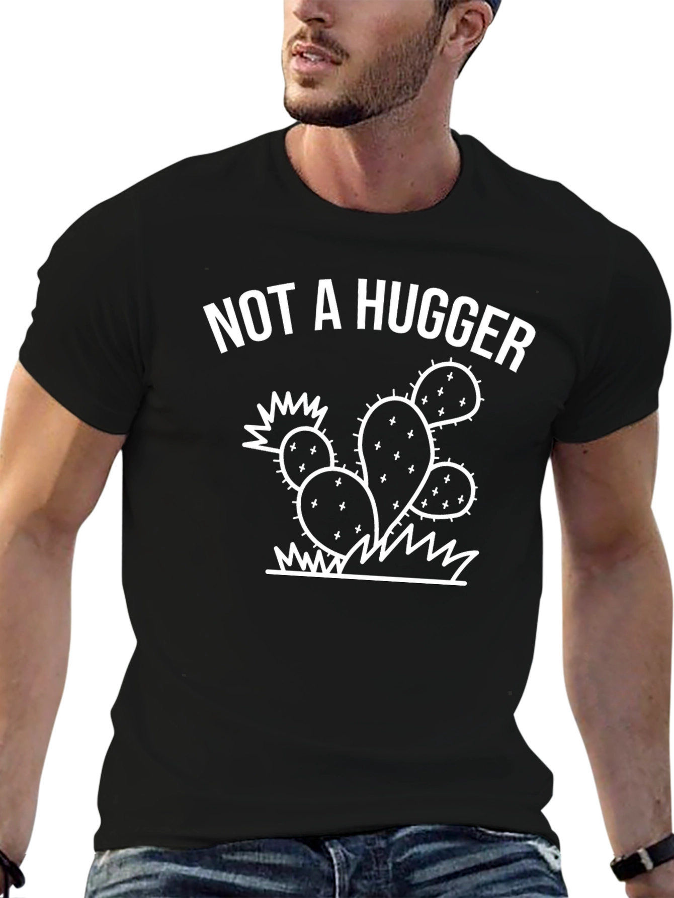 Not a Hugger Cactus Graphic Tee - Black