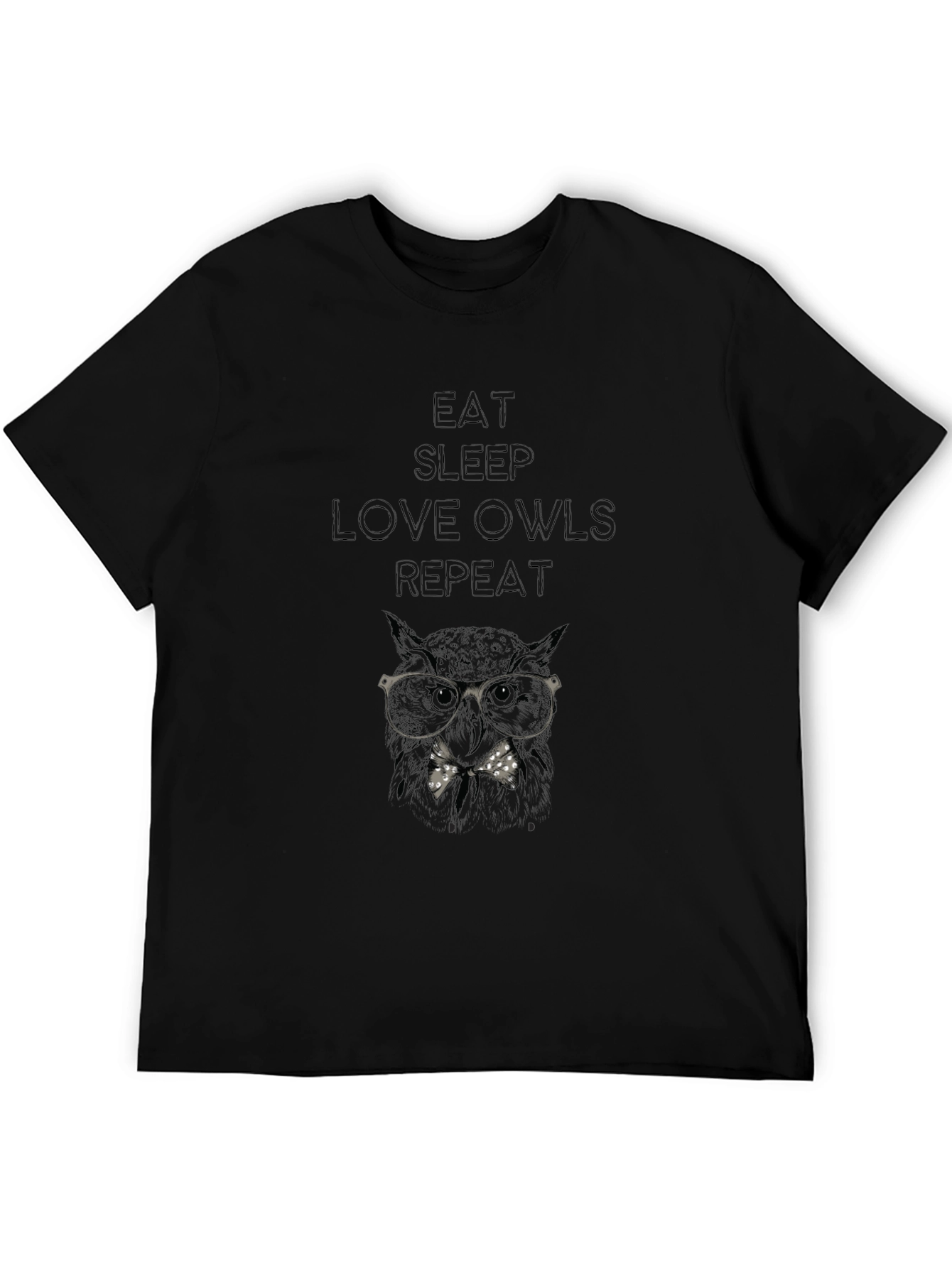 Eat Sleep Love Owls Repeat Black T-Shirt