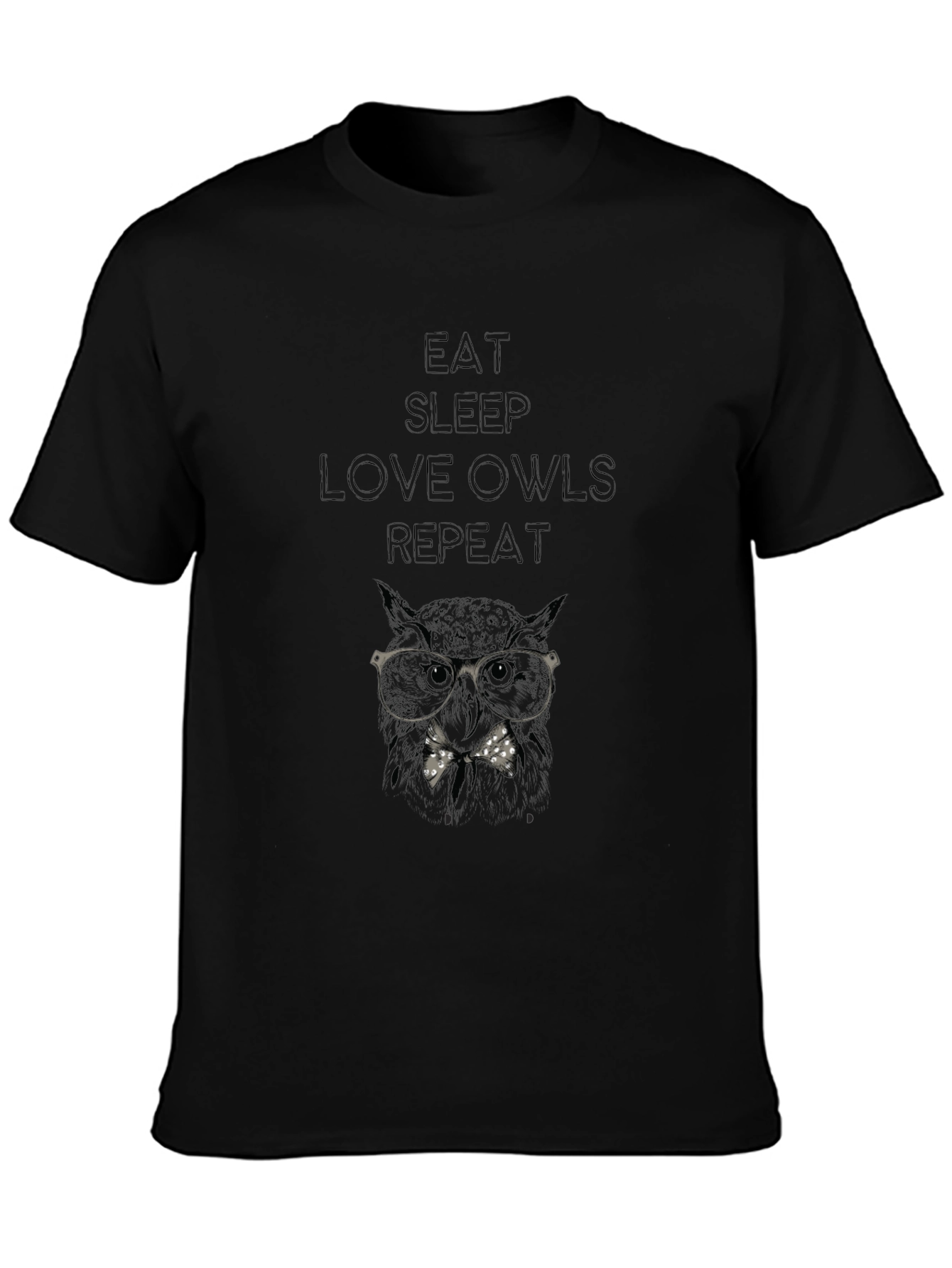 Eat Sleep Love Owls Repeat Black T-Shirt