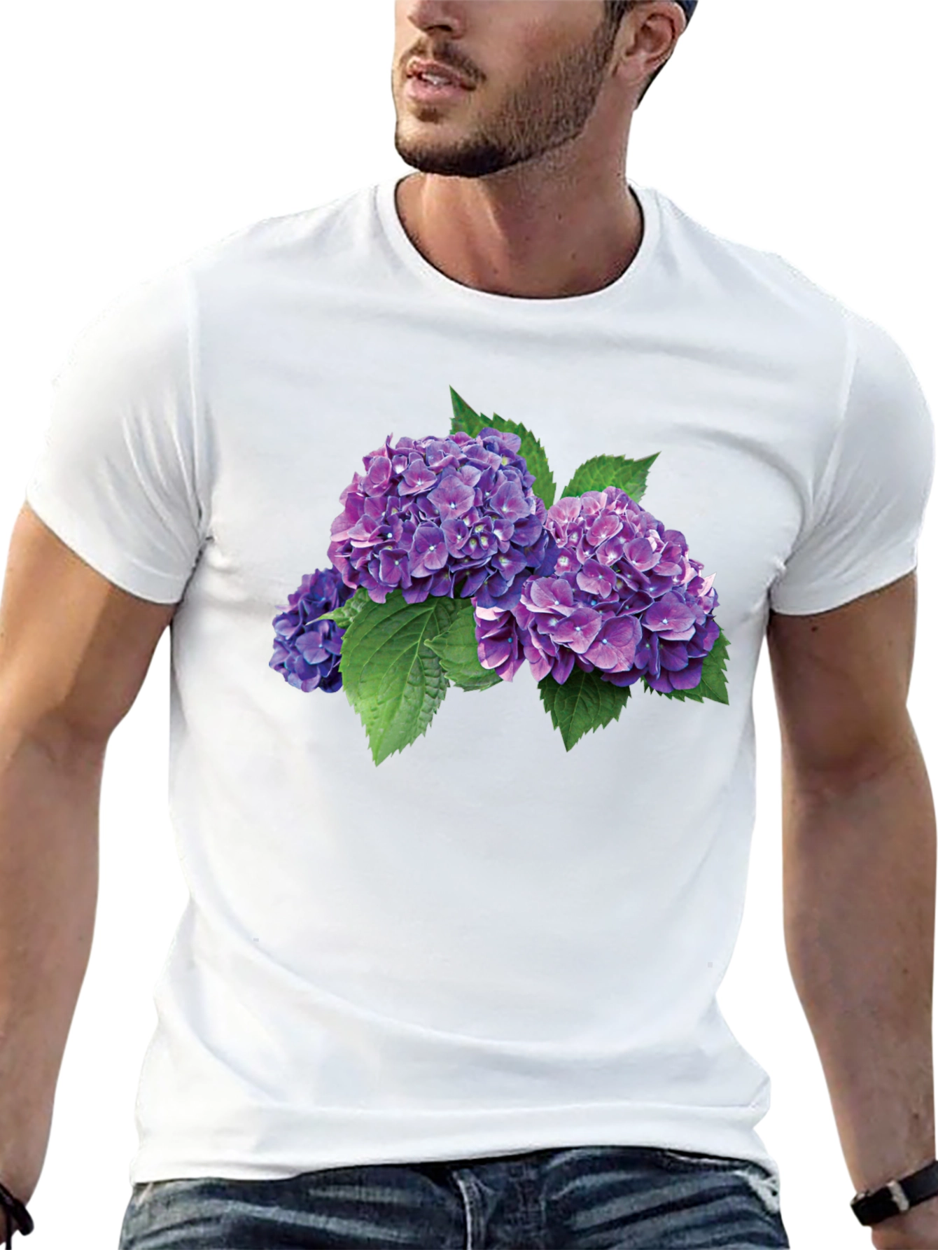 Hydrangea Flower Graphic Tee - Stylish Comfort