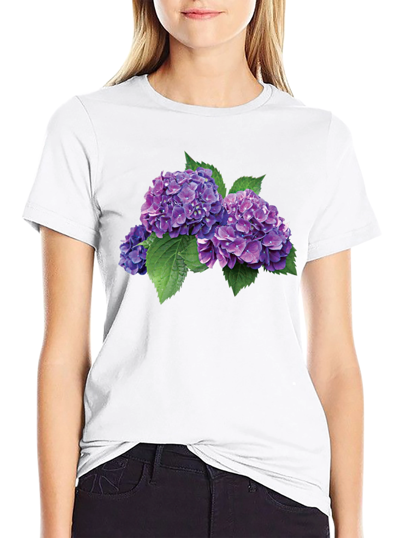 Hydrangea Flower Graphic Tee - Stylish Comfort