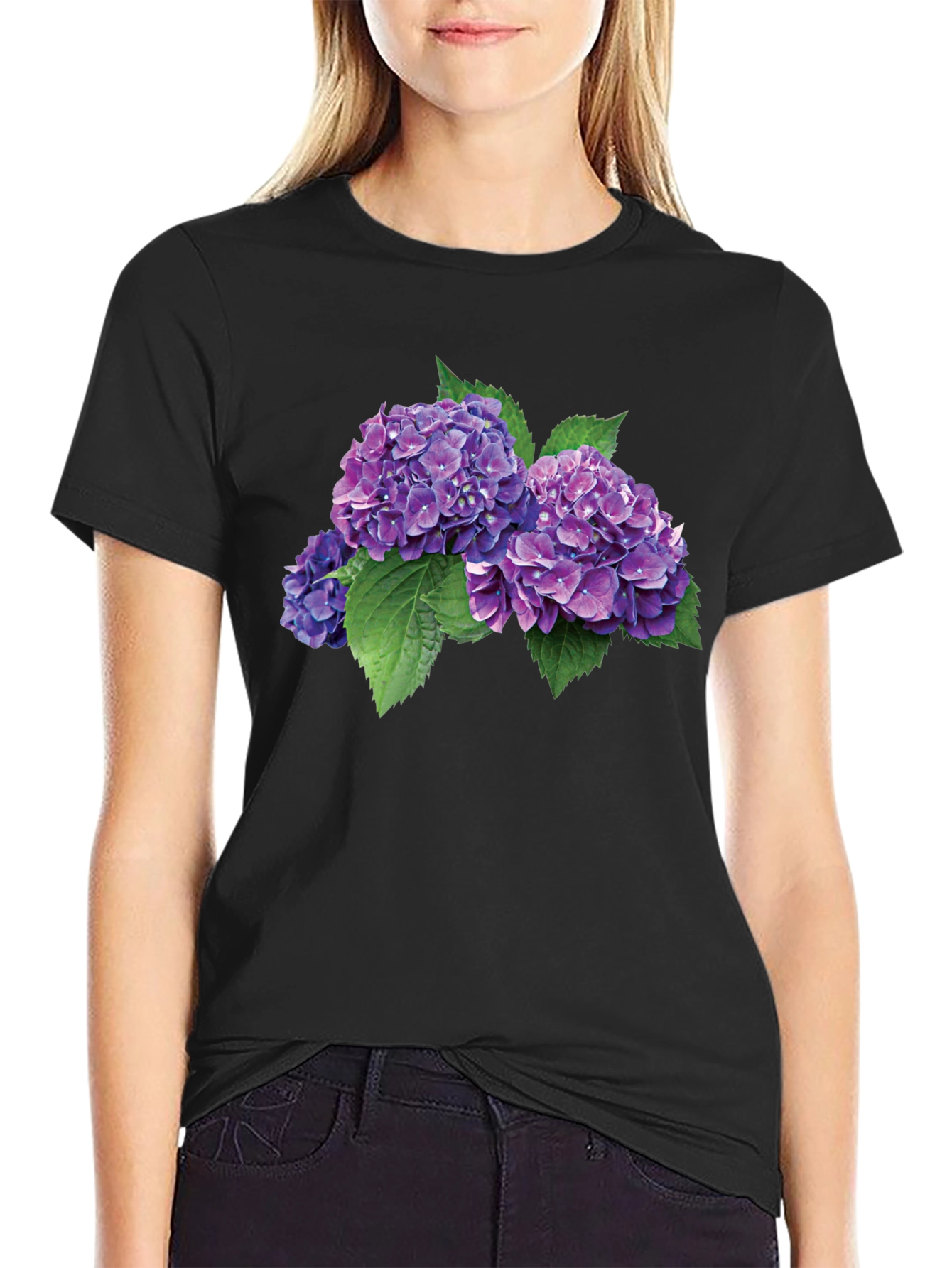 Hydrangea Flower Graphic Tee - Stylish Comfort