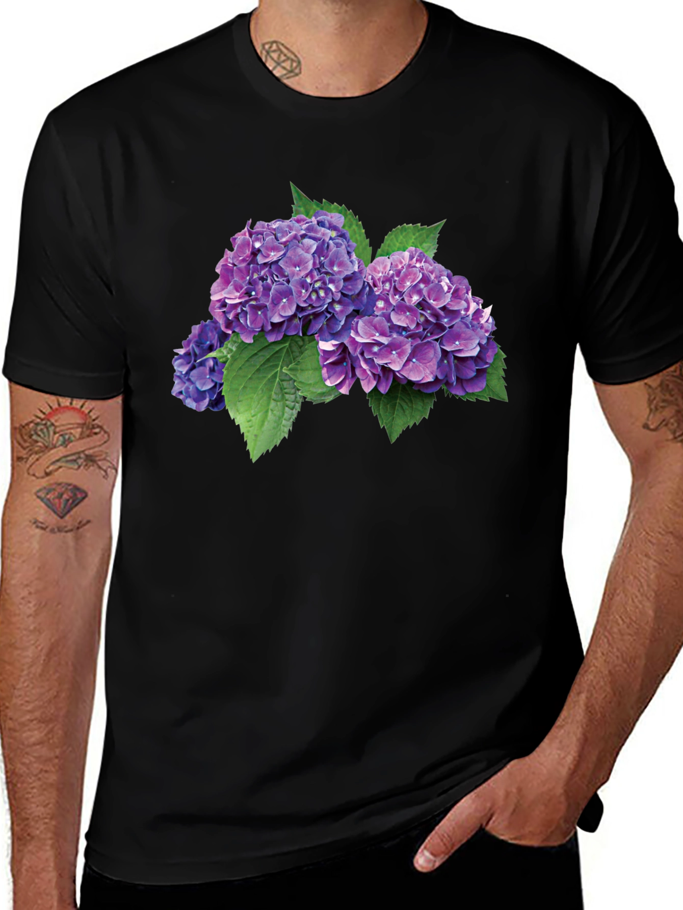 Hydrangea Flower Graphic Tee - Stylish Comfort