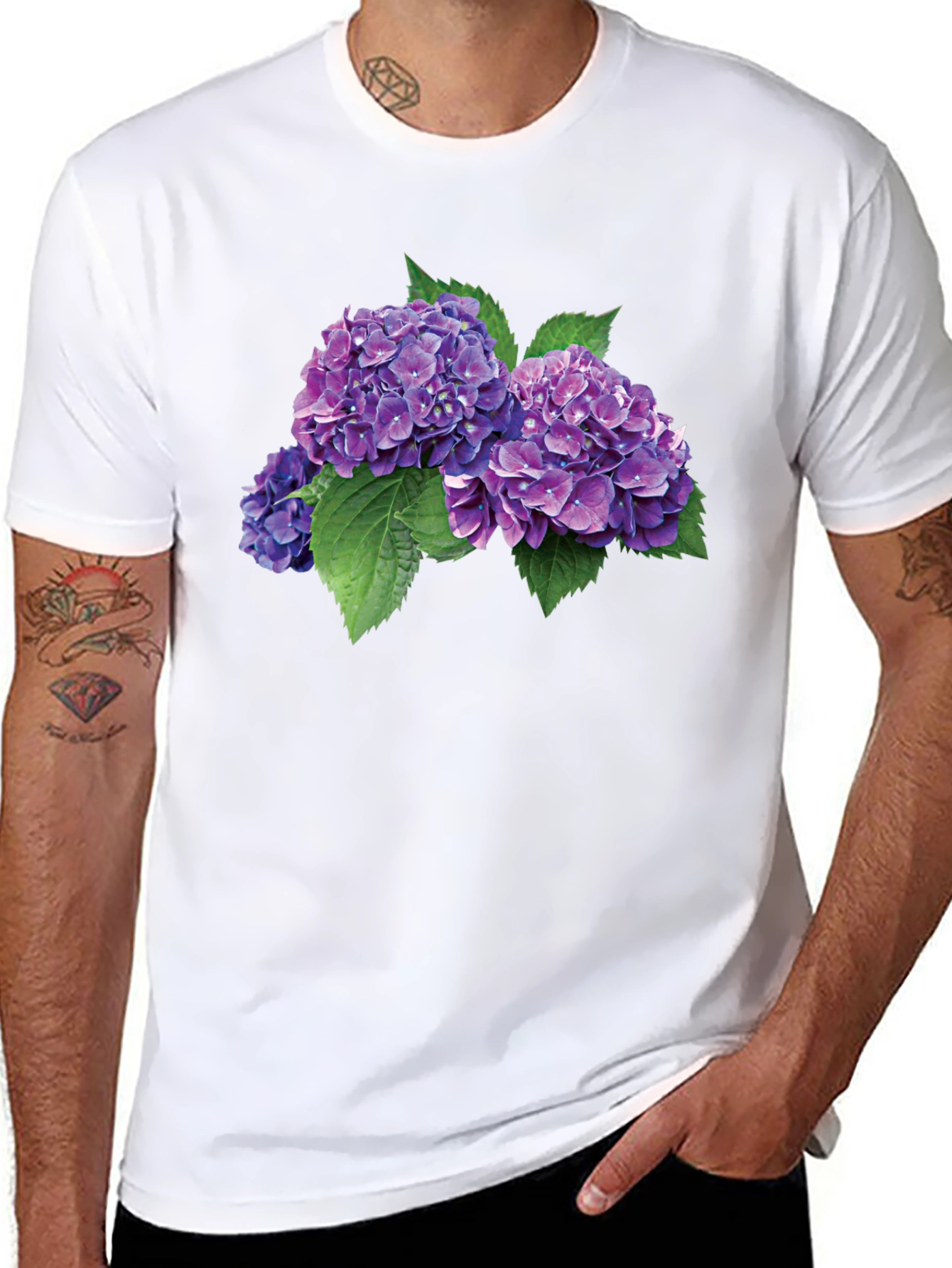 Hydrangea Flower Graphic Tee - Stylish Comfort
