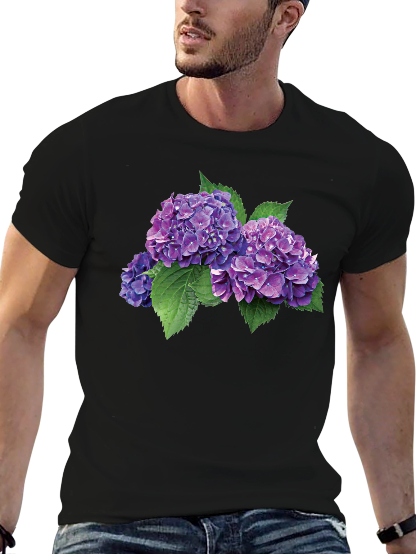 Hydrangea Flower Graphic Tee - Stylish Comfort