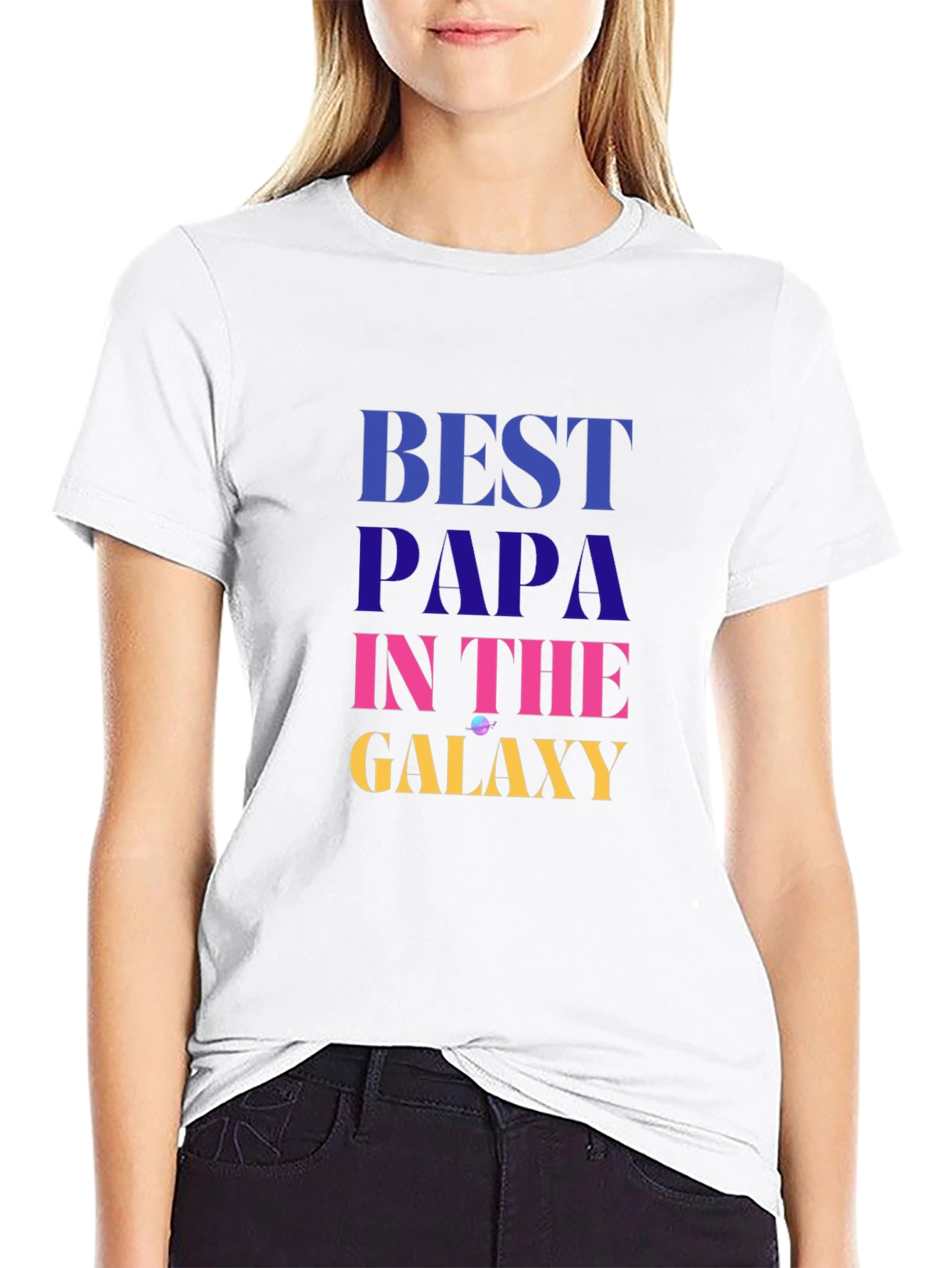 Best Papa in the Galaxy Black T-Shirt
