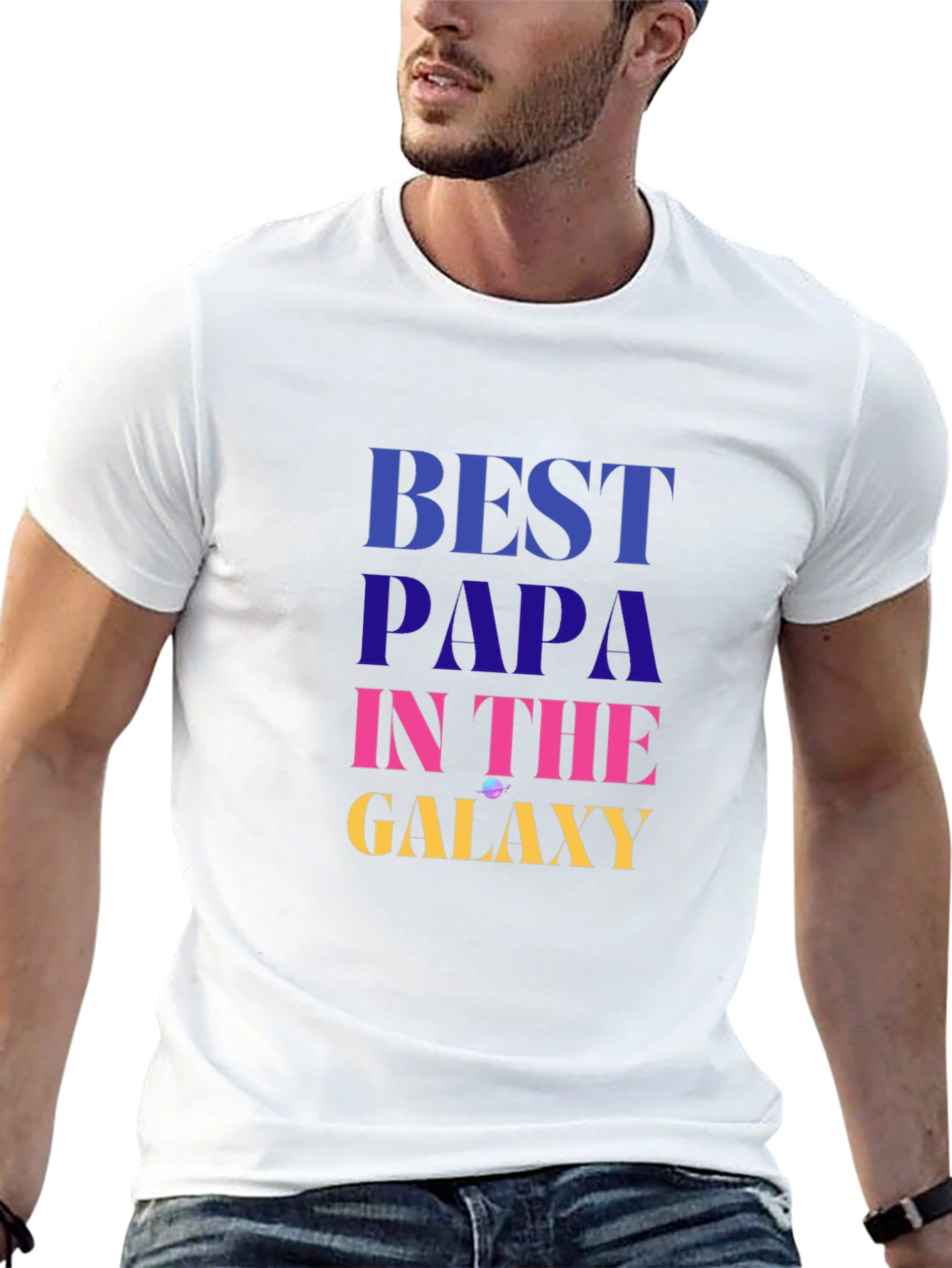 Best Papa in the Galaxy Black T-Shirt