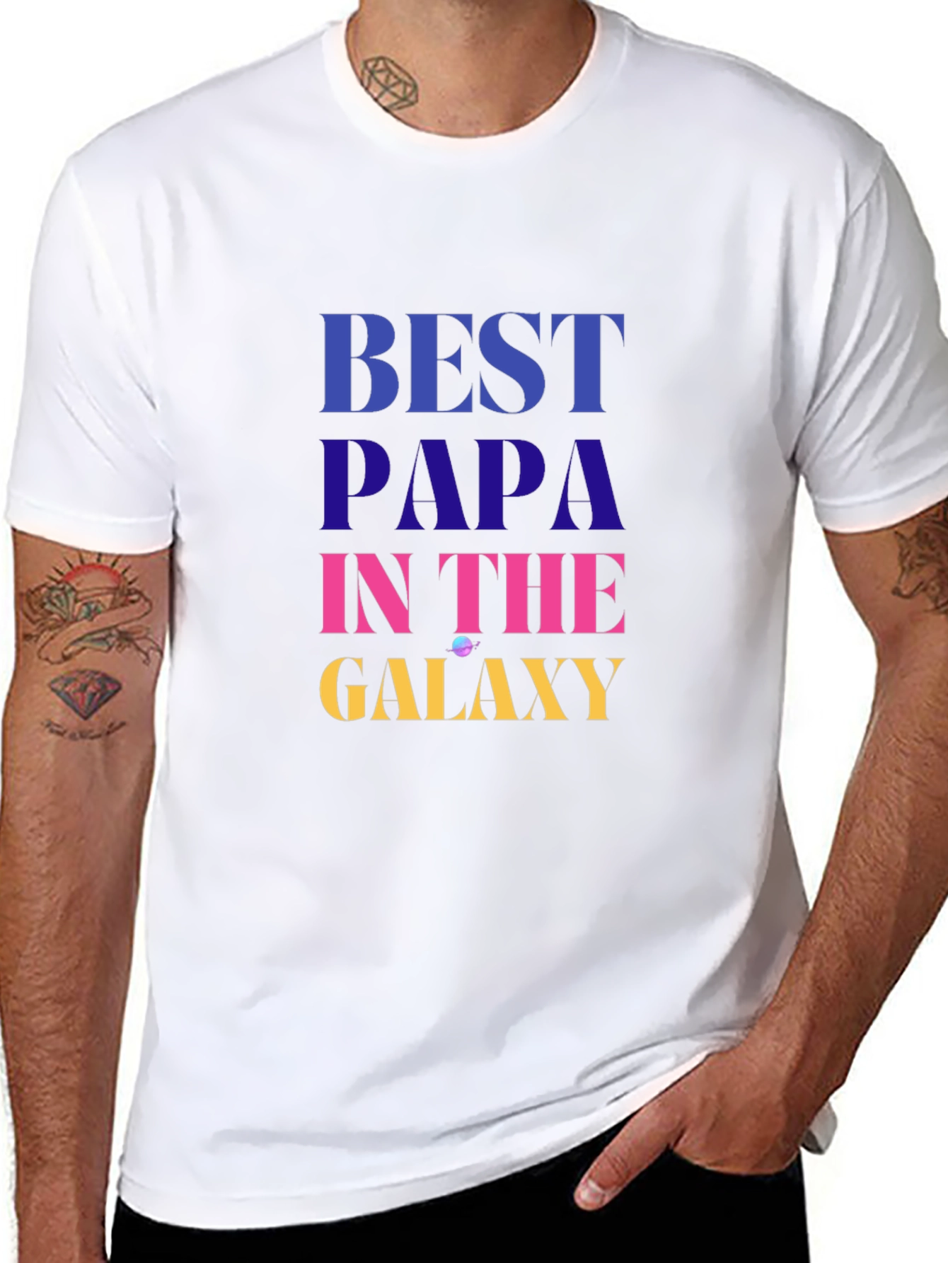 Best Papa in the Galaxy Black T-Shirt