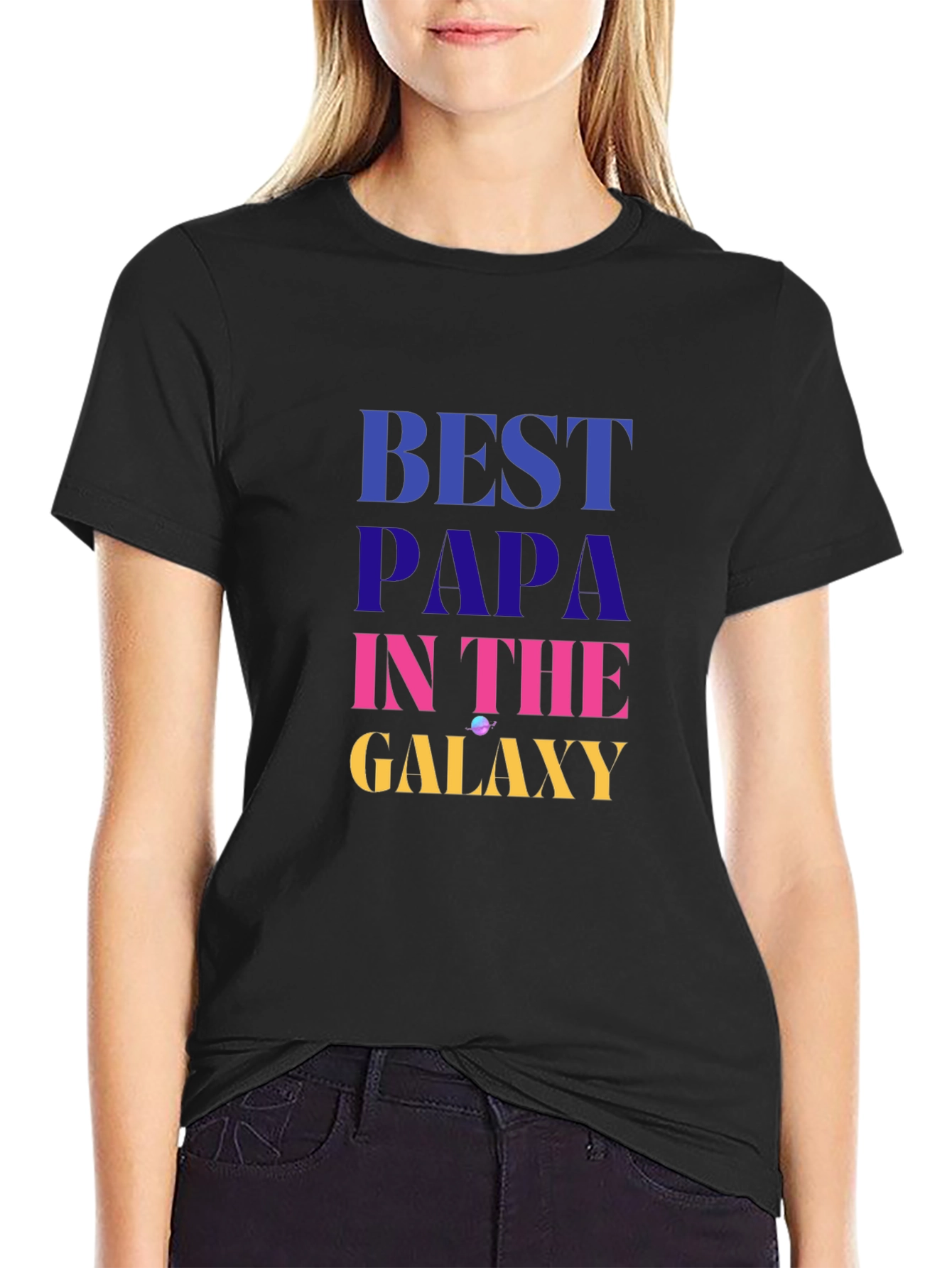 Best Papa in the Galaxy Black T-Shirt