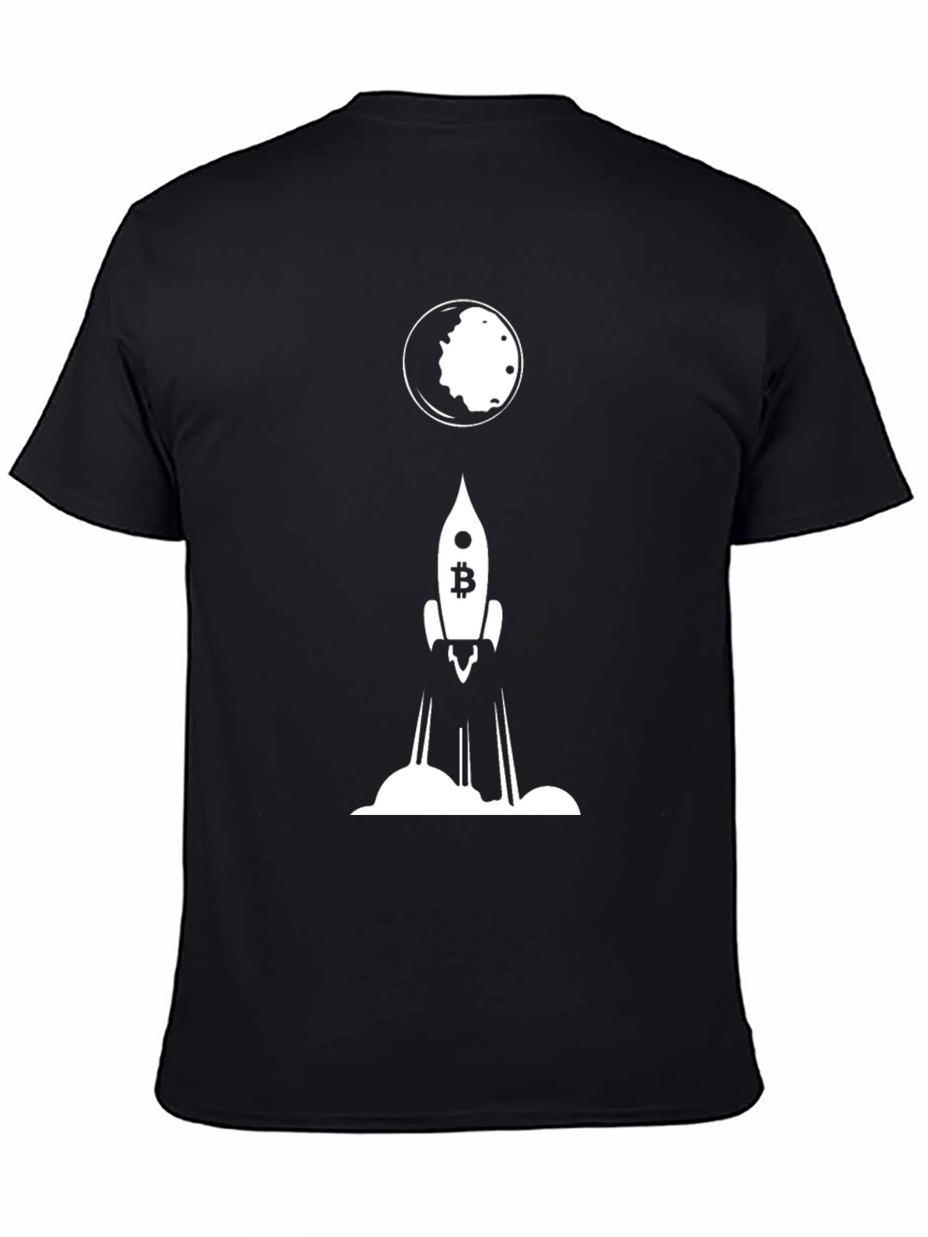 Bitcoin Rocket to the Moon Black T-Shirt
