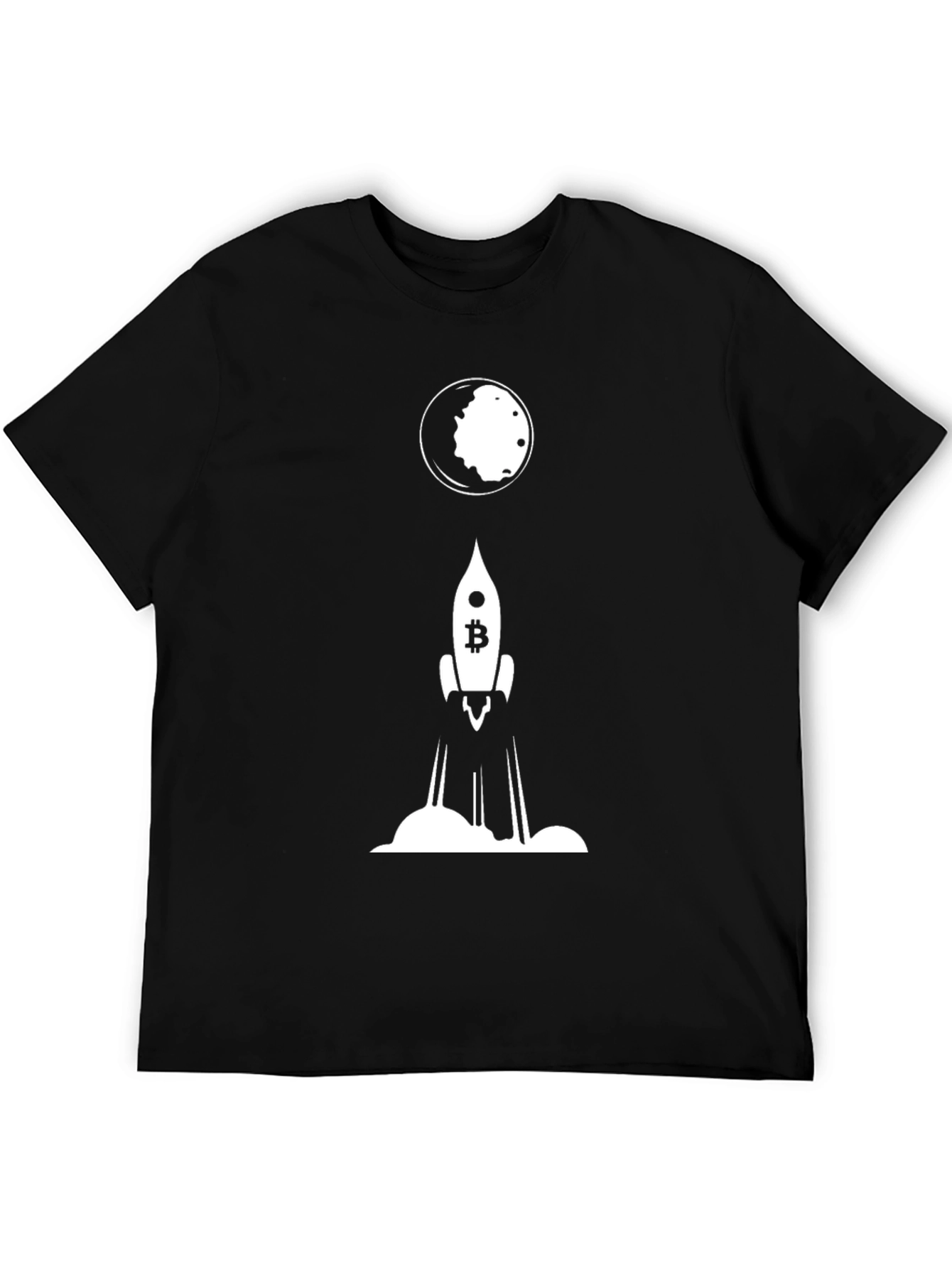 Bitcoin Rocket to the Moon Black T-Shirt
