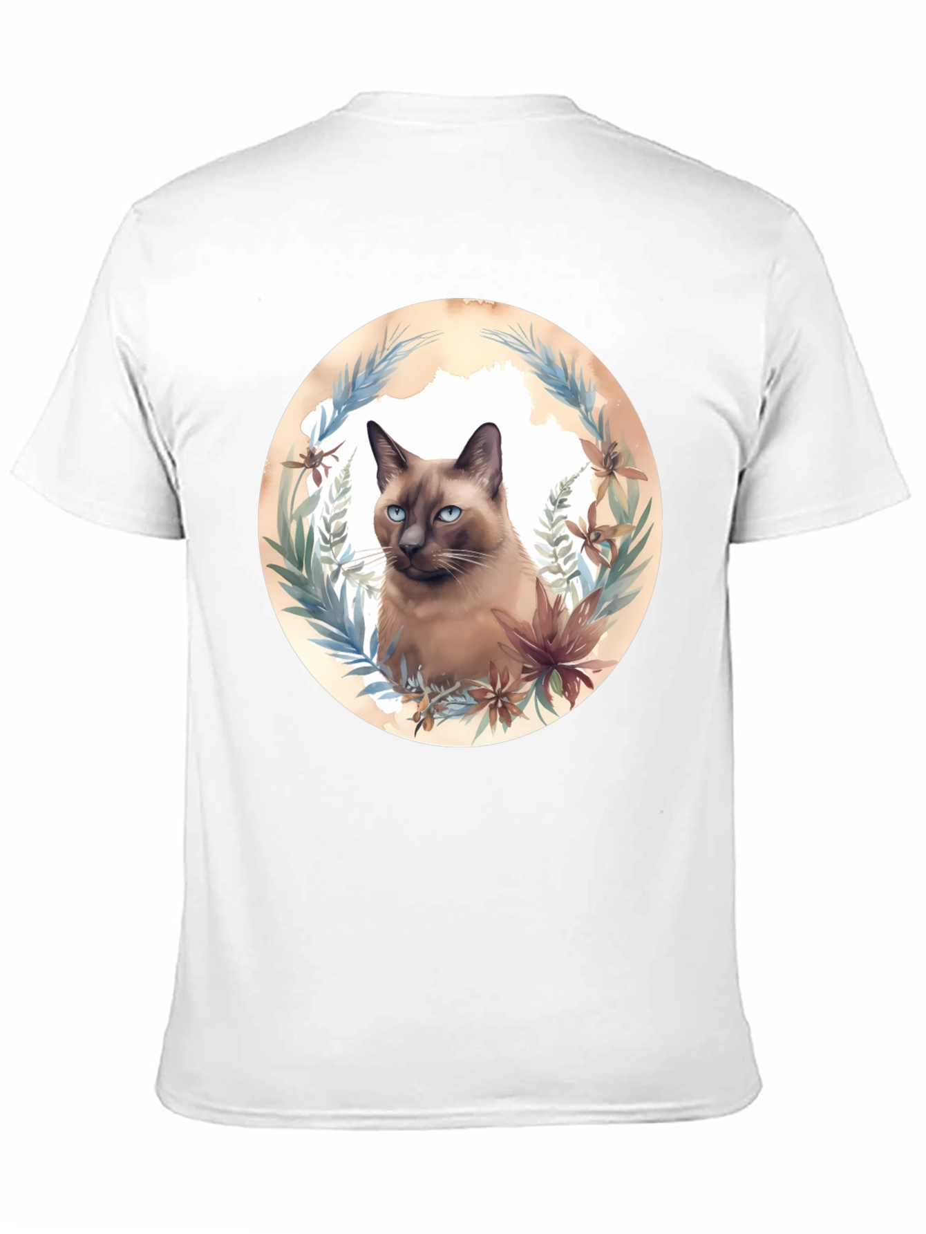 Siamese Cat Floral Wreath Graphic T-Shirt