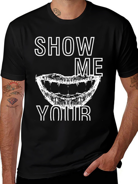 Show Me Your Teeth Graphic Tee - Black Cotton T-Shirt
