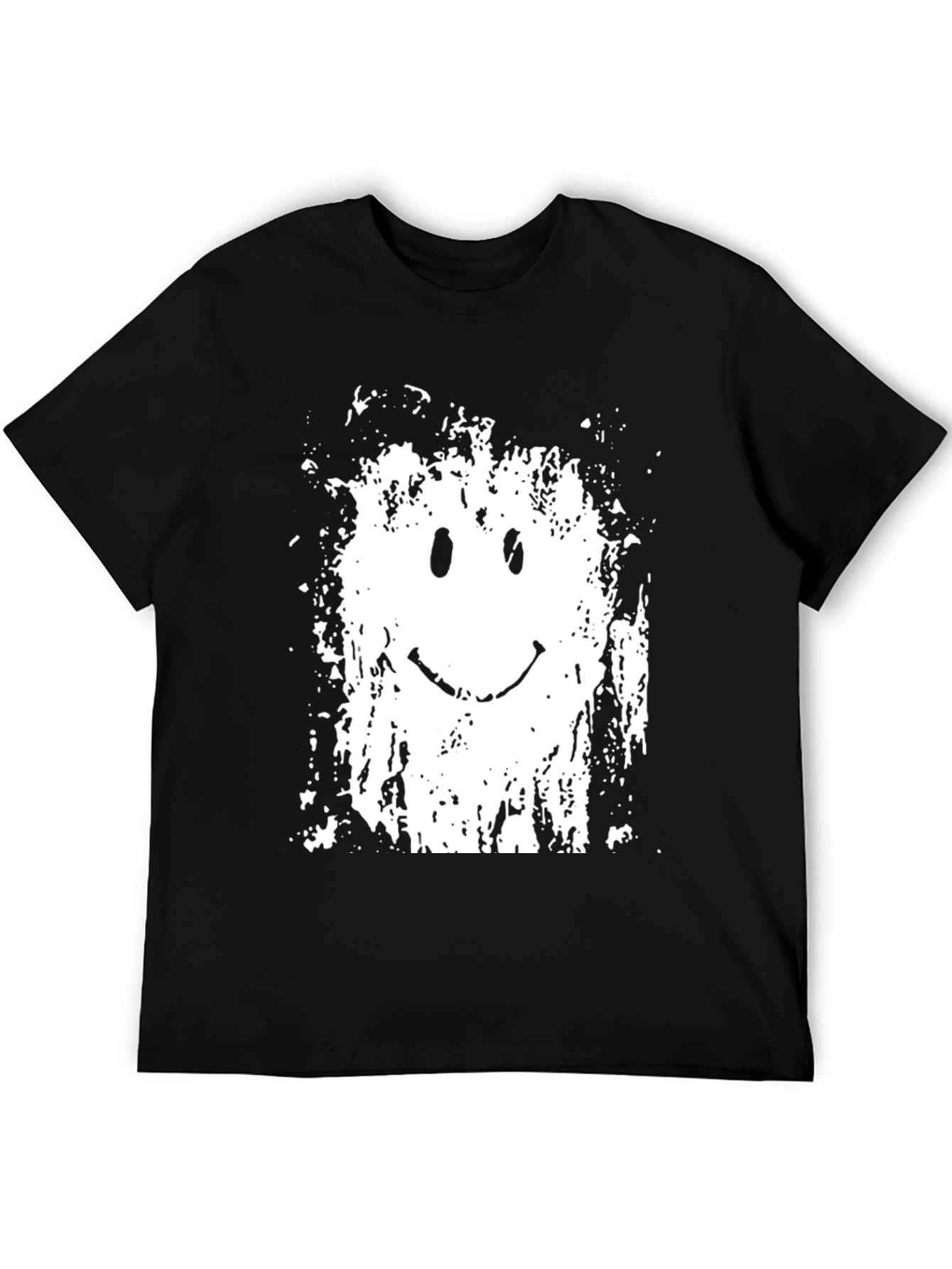 Grunge Smiley Face Black Graphic Tee