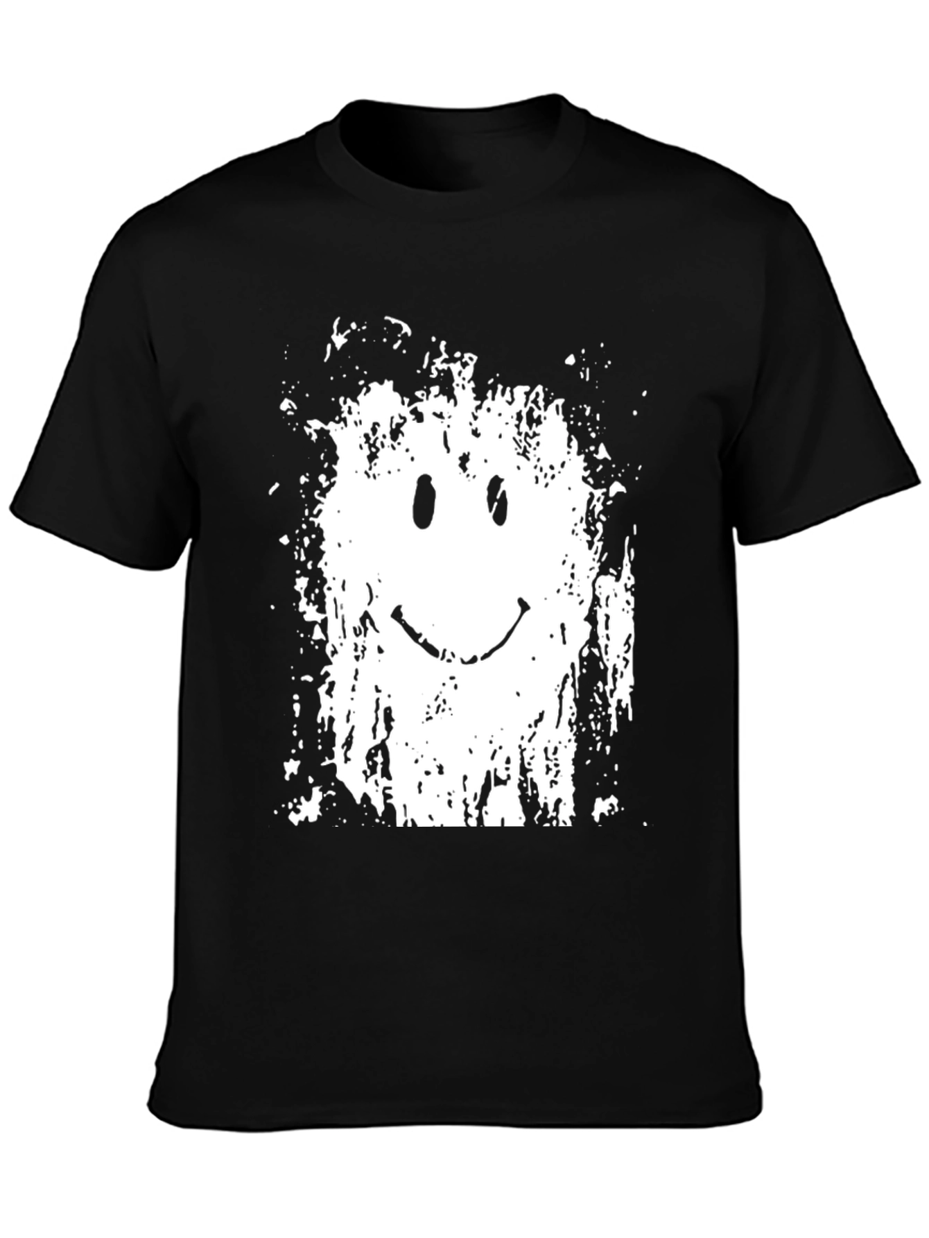 Grunge Smiley Face Black Graphic Tee