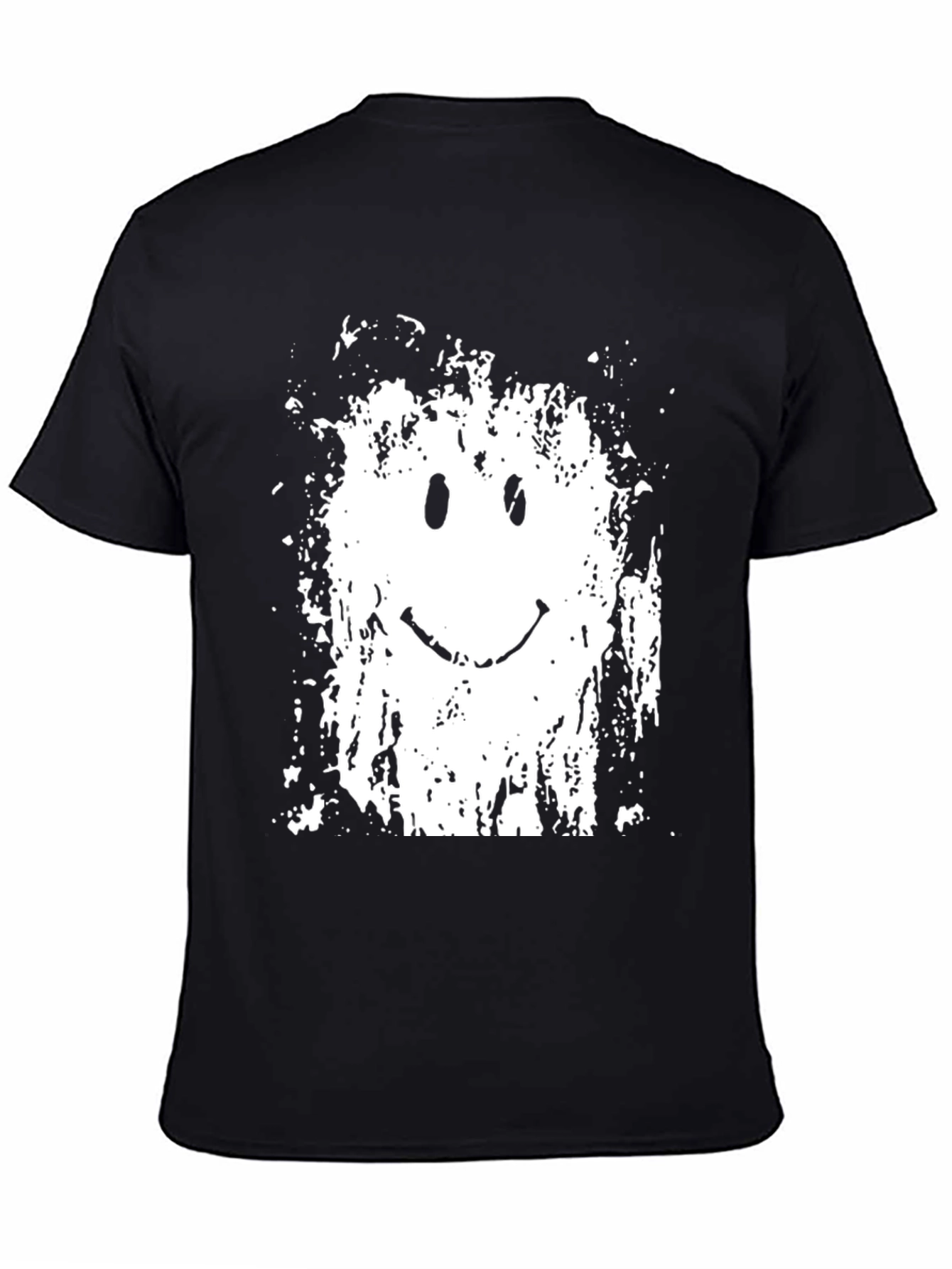 Grunge Smiley Face Black Graphic Tee