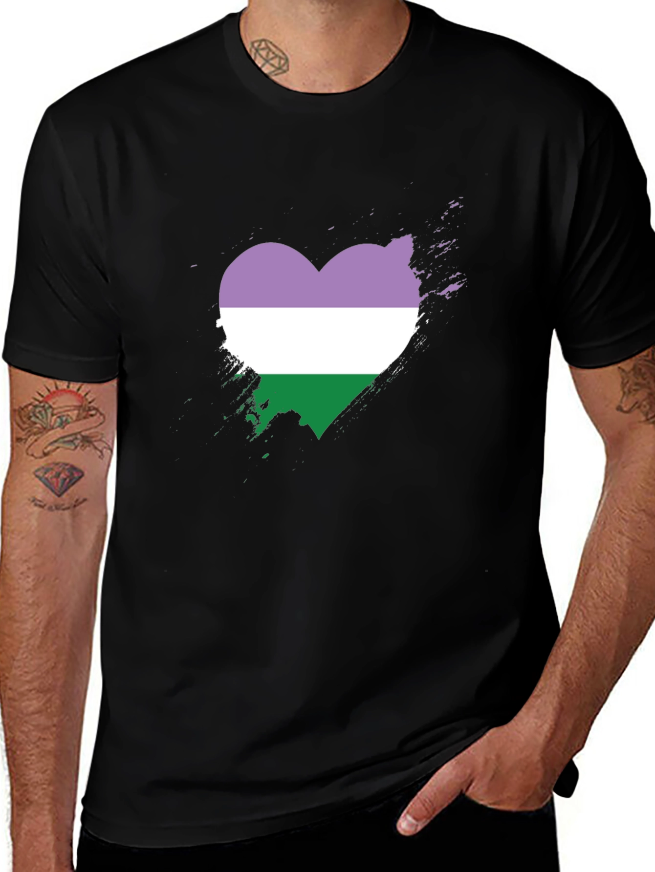 Genderqueer Pride Heart T-Shirt - LGBTQ+ Pride