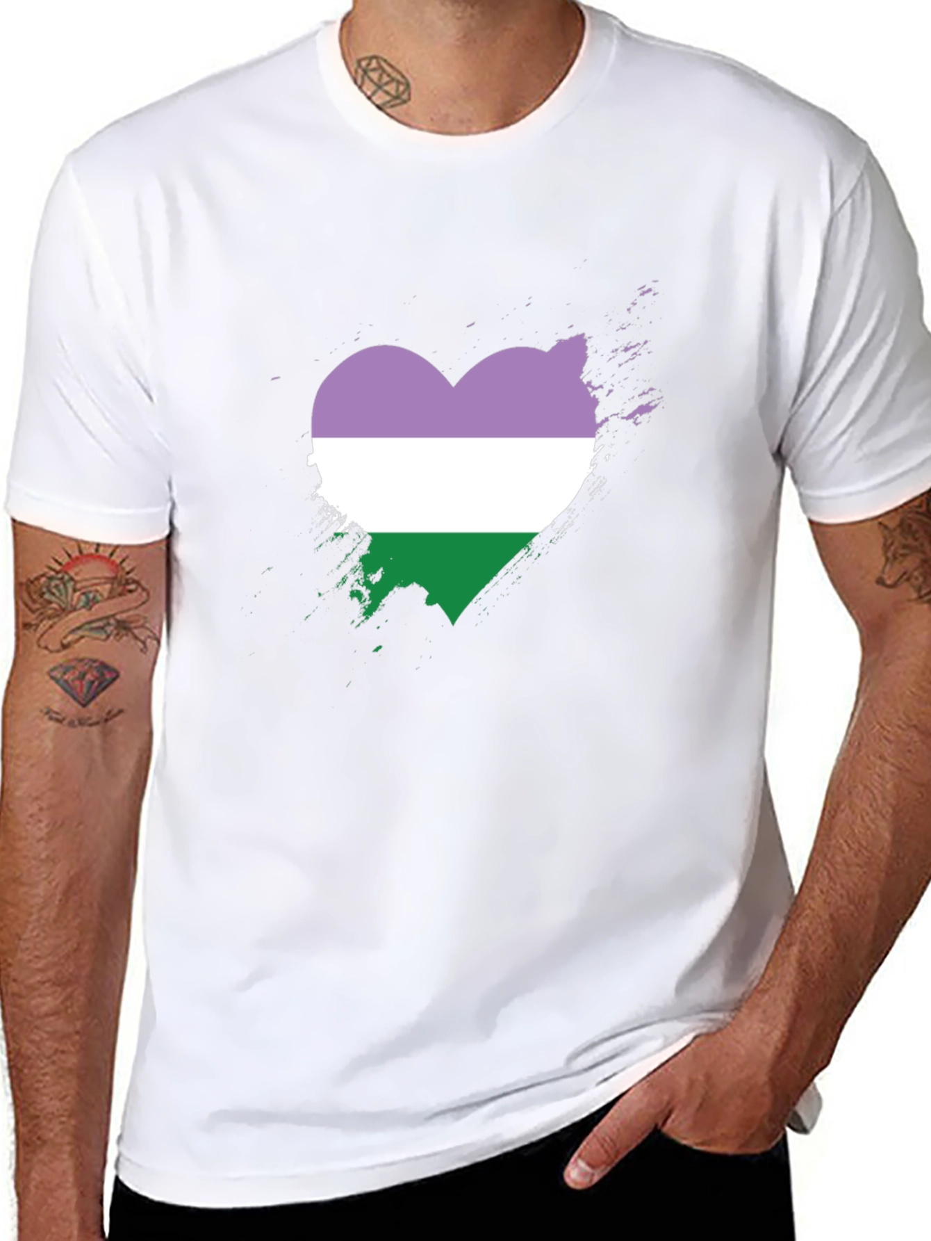 Genderqueer Pride Heart T-Shirt - LGBTQ+ Pride