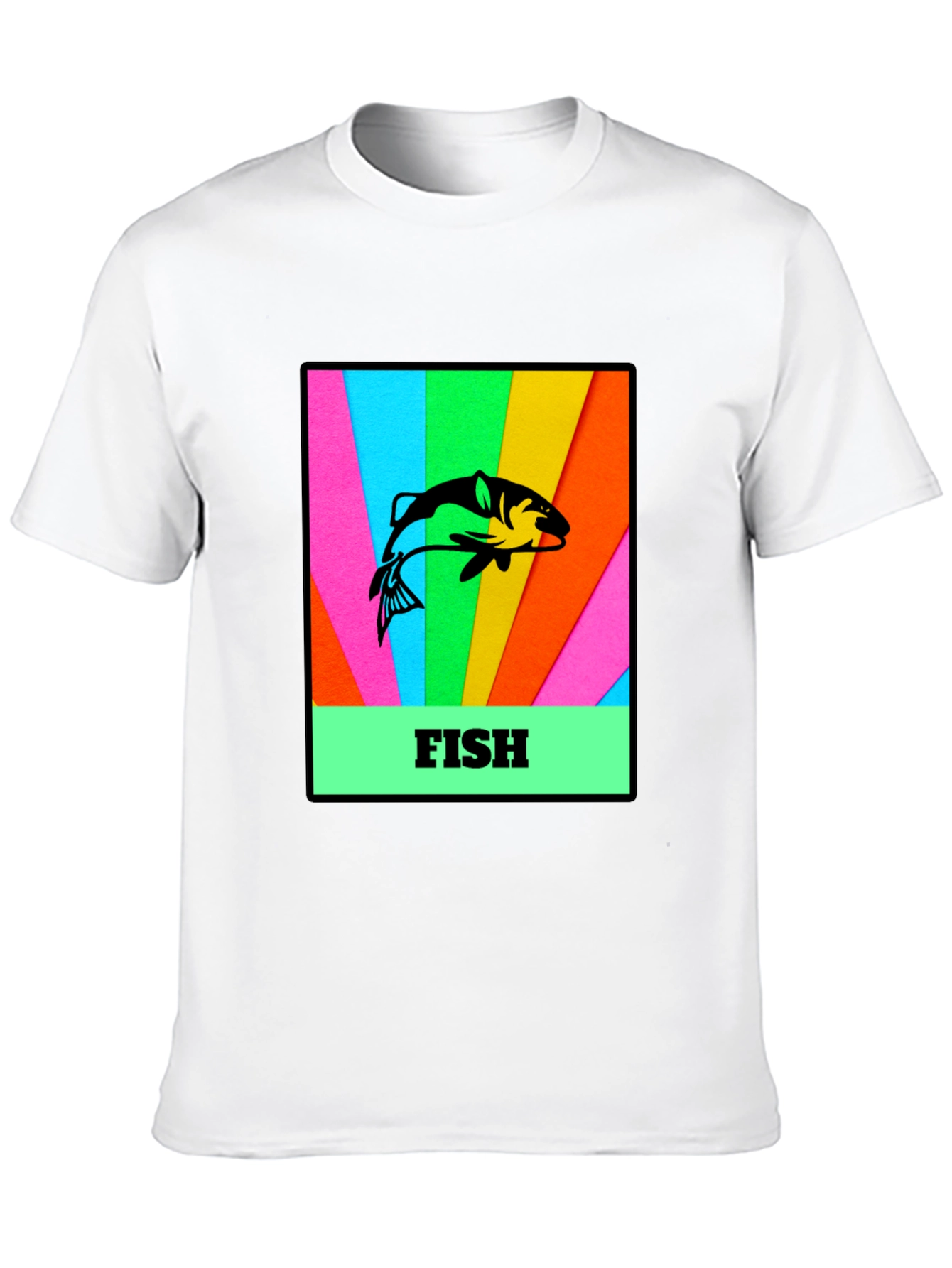 Mens Black T-Shirt with Fish Graphic Print
