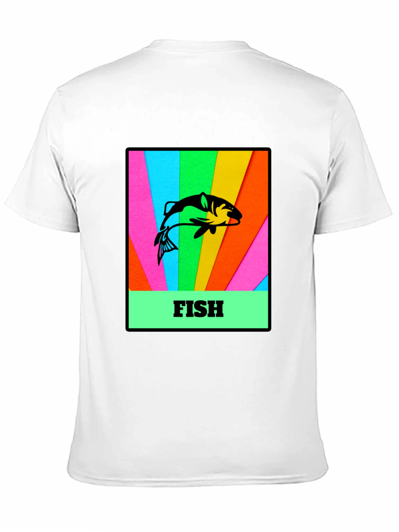Mens Black T-Shirt with Fish Graphic Print