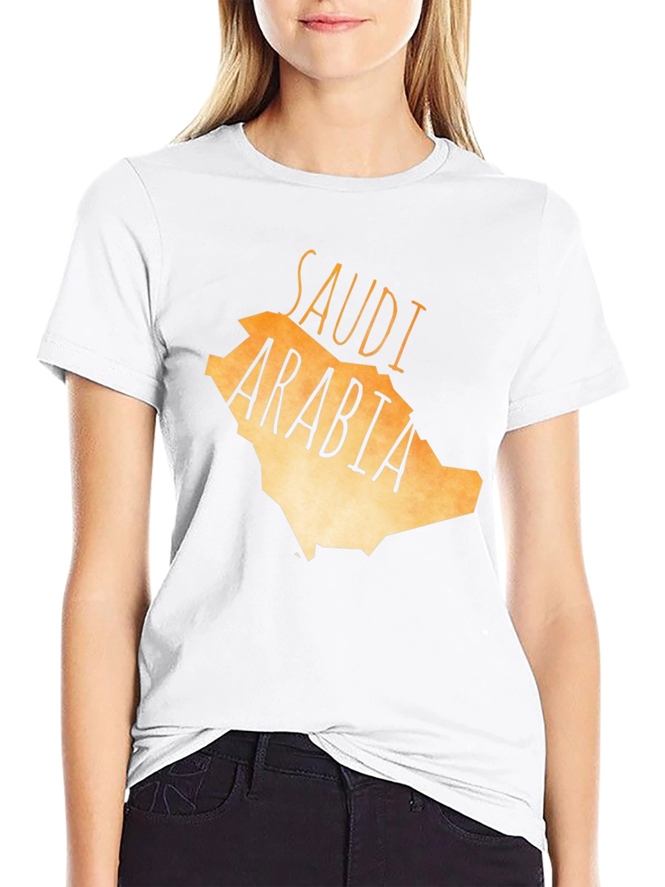 Saudi Arabia Map Graphic Tee - Black Cotton T-Shirt