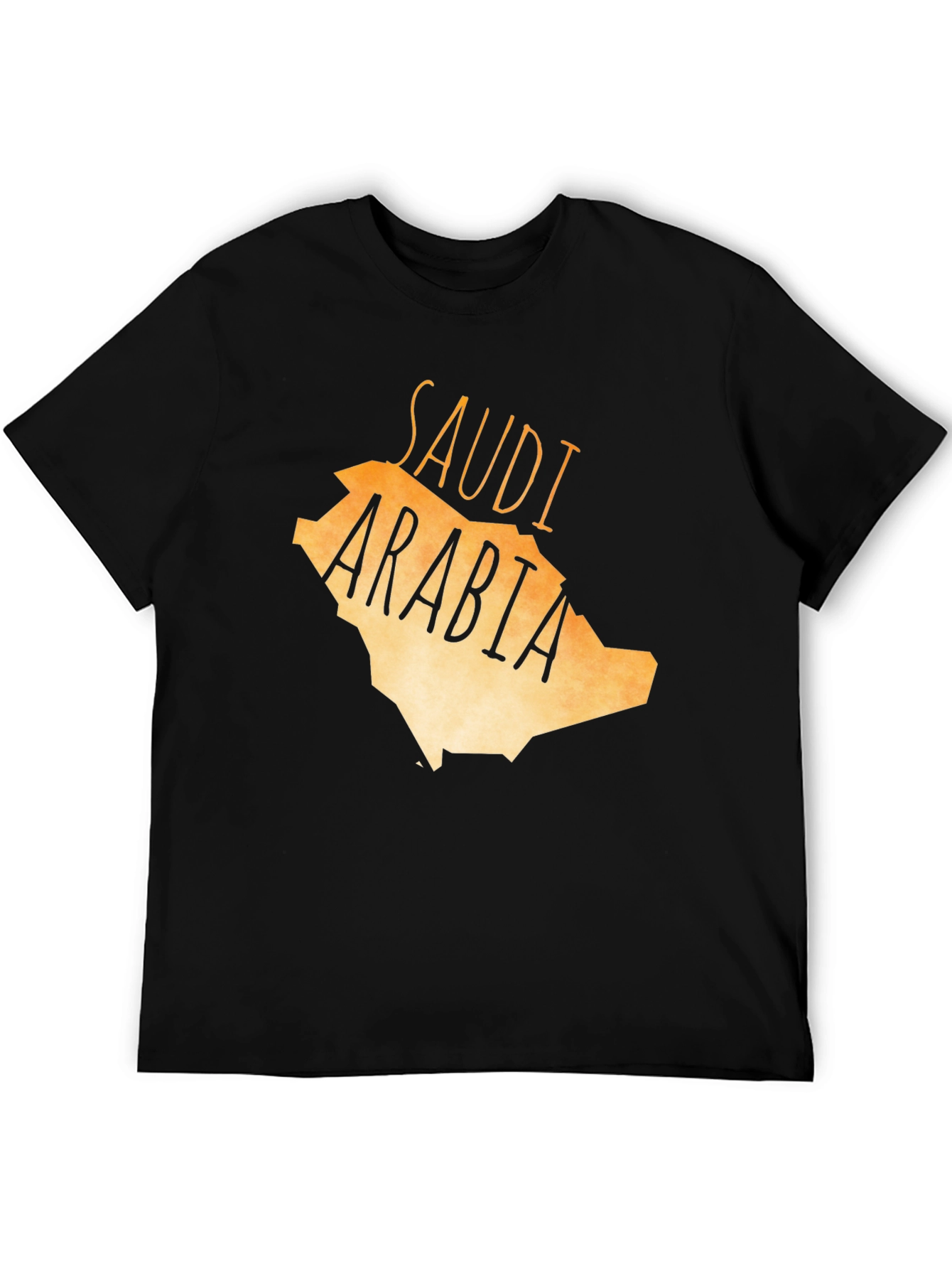 Saudi Arabia Map Graphic Tee - Black Cotton T-Shirt