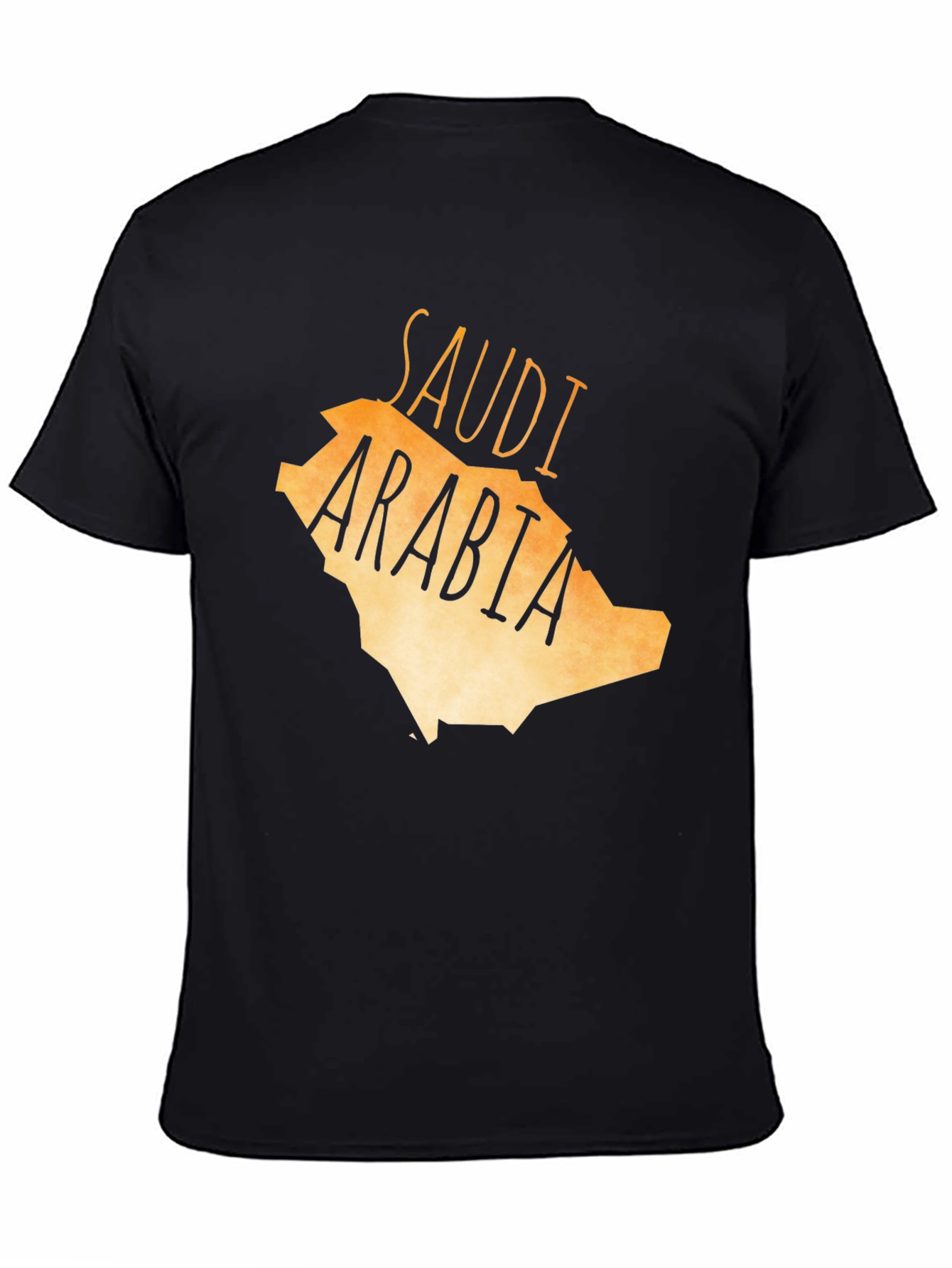 Saudi Arabia Map Graphic Tee - Black Cotton T-Shirt