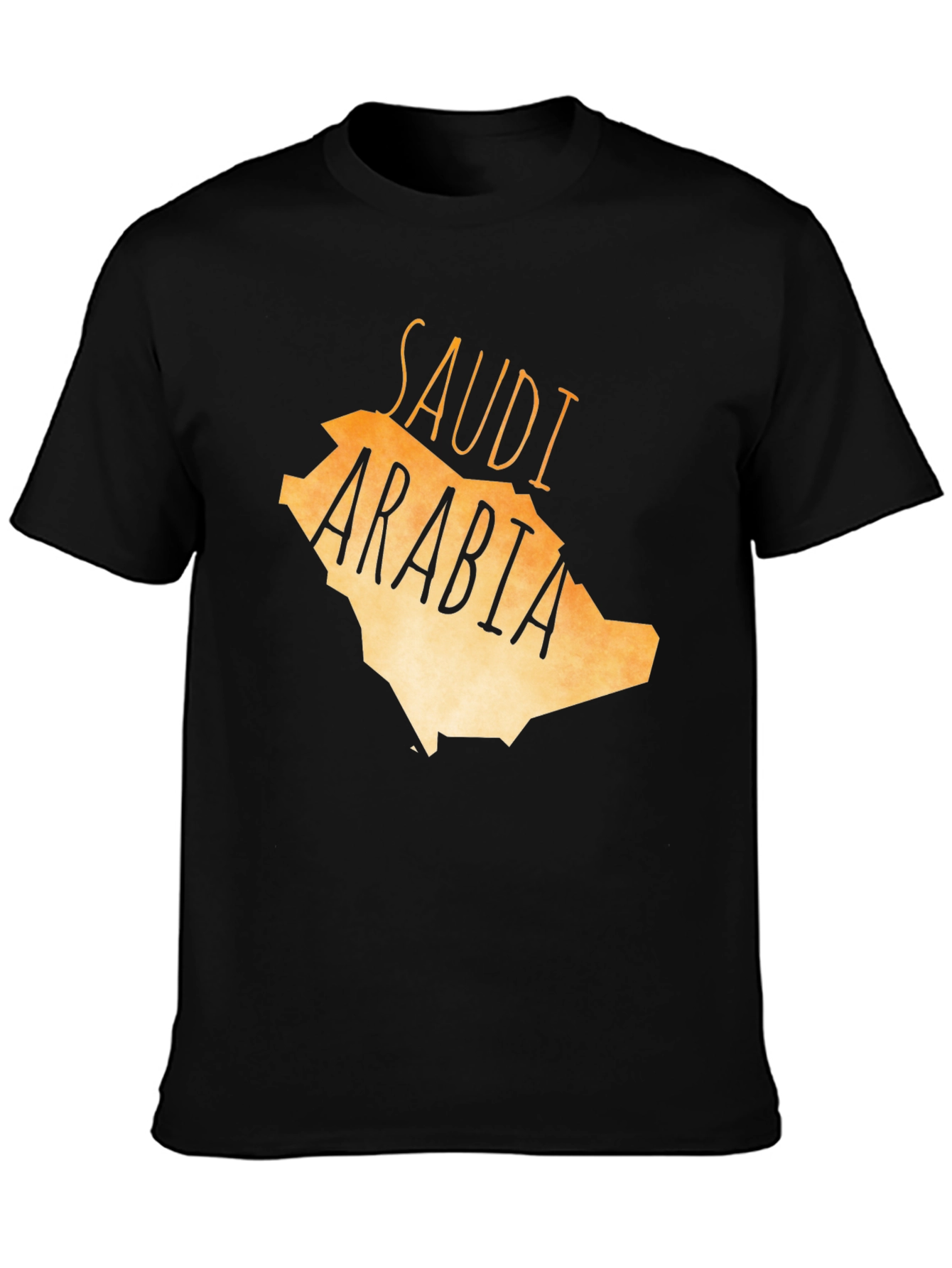 Saudi Arabia Map Graphic Tee - Black Cotton T-Shirt