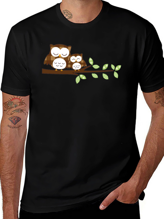 Owl Family Graphic Tee - Nature Lover Shirt
