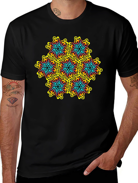 Abstract Geometric Graphic Tee - Black Unisex T-Shirt