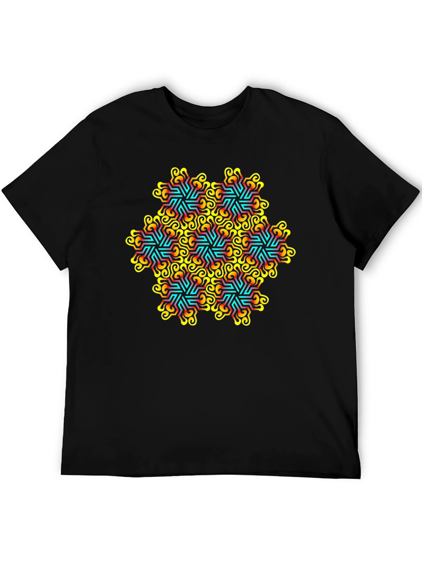 Abstract Geometric Graphic Tee - Black Unisex T-Shirt