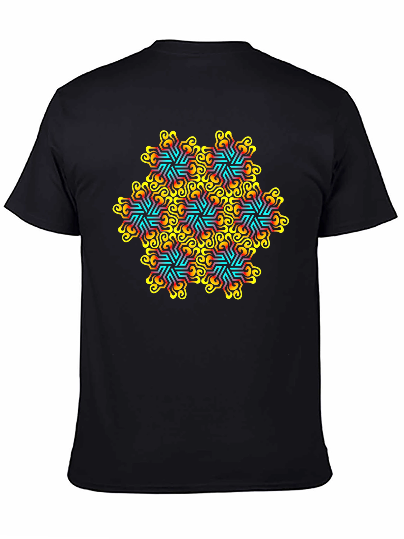Abstract Geometric Graphic Tee - Black Unisex T-Shirt