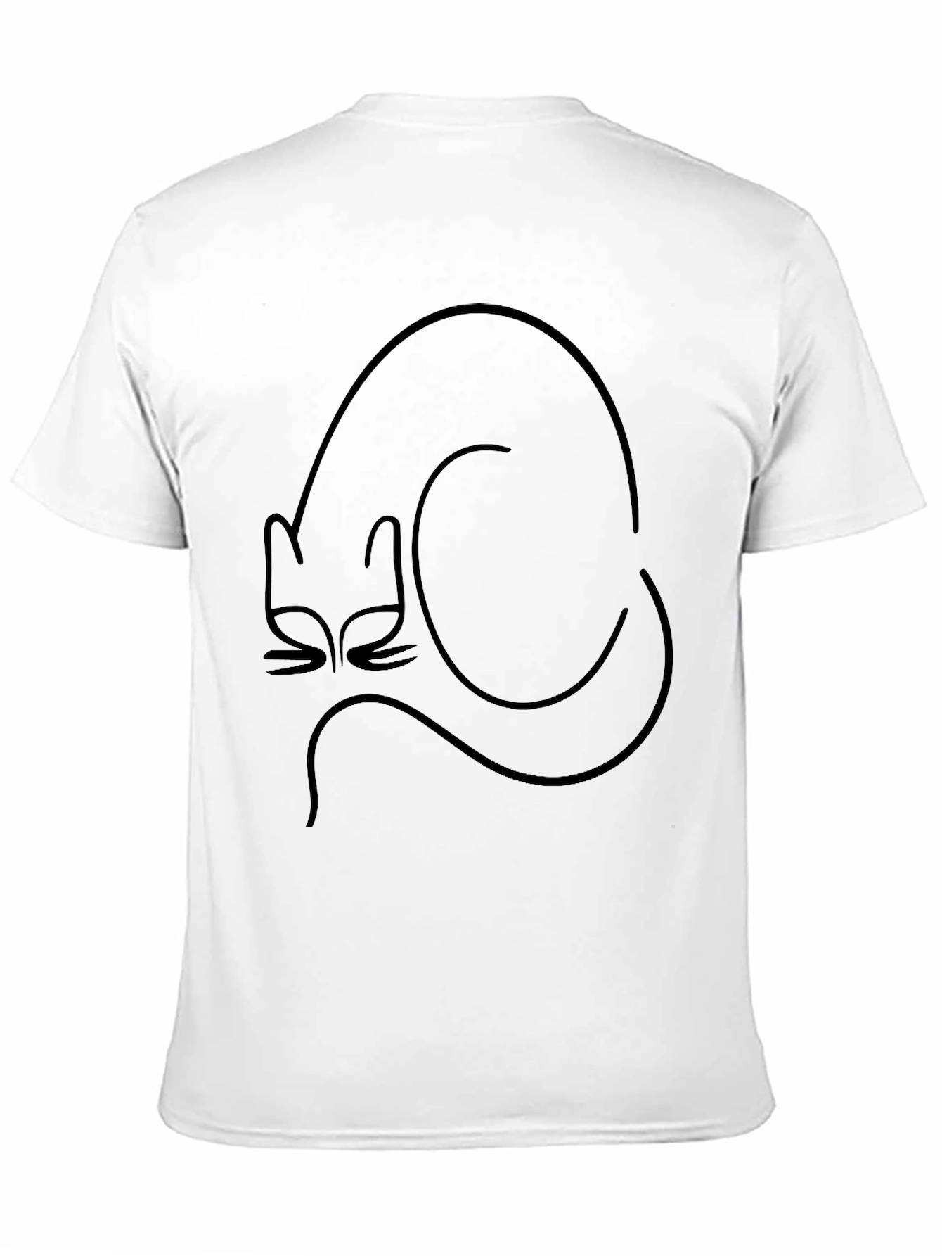 Minimalist Cat Outline Black T-Shirt