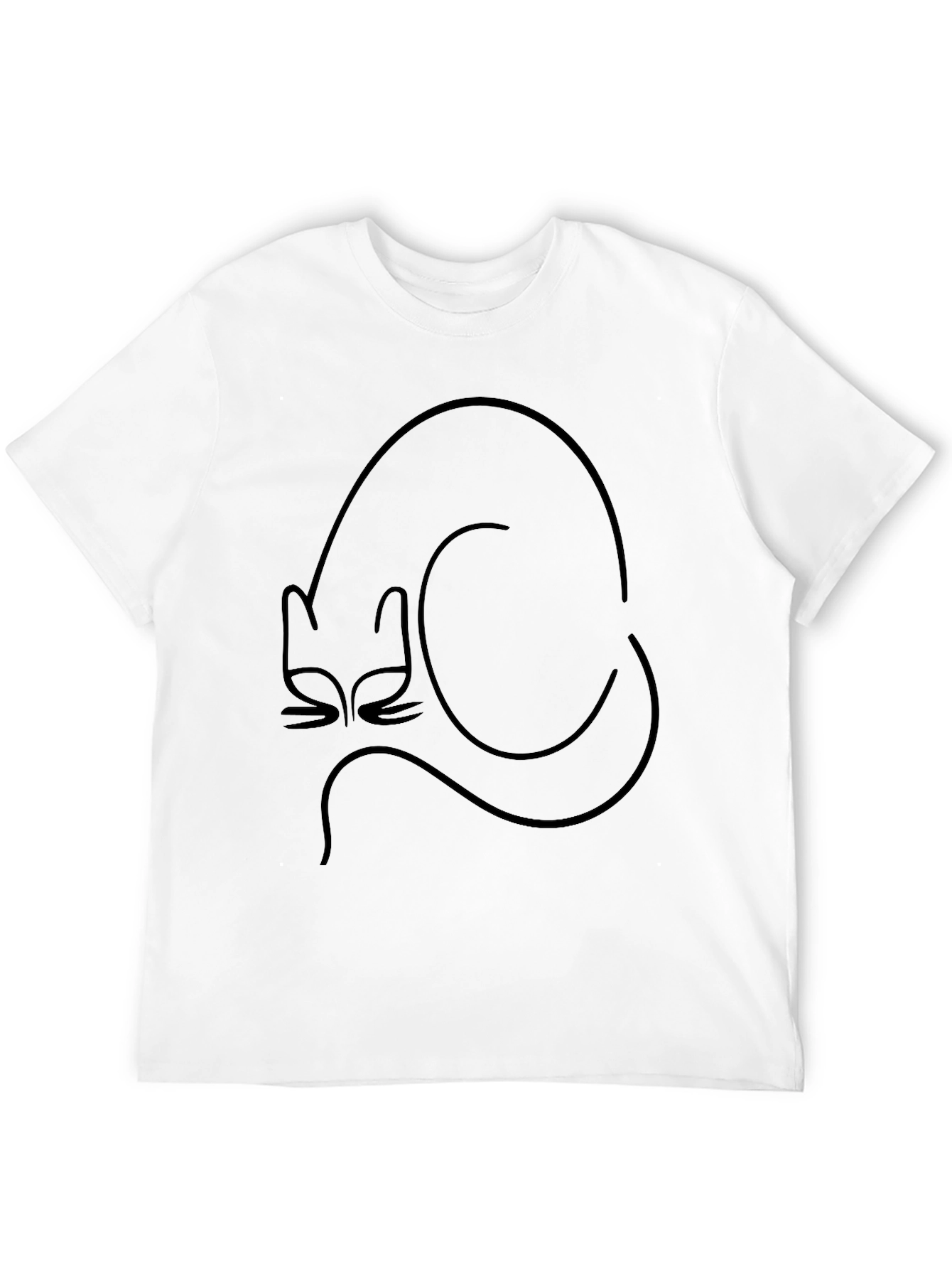 Minimalist Cat Outline Black T-Shirt
