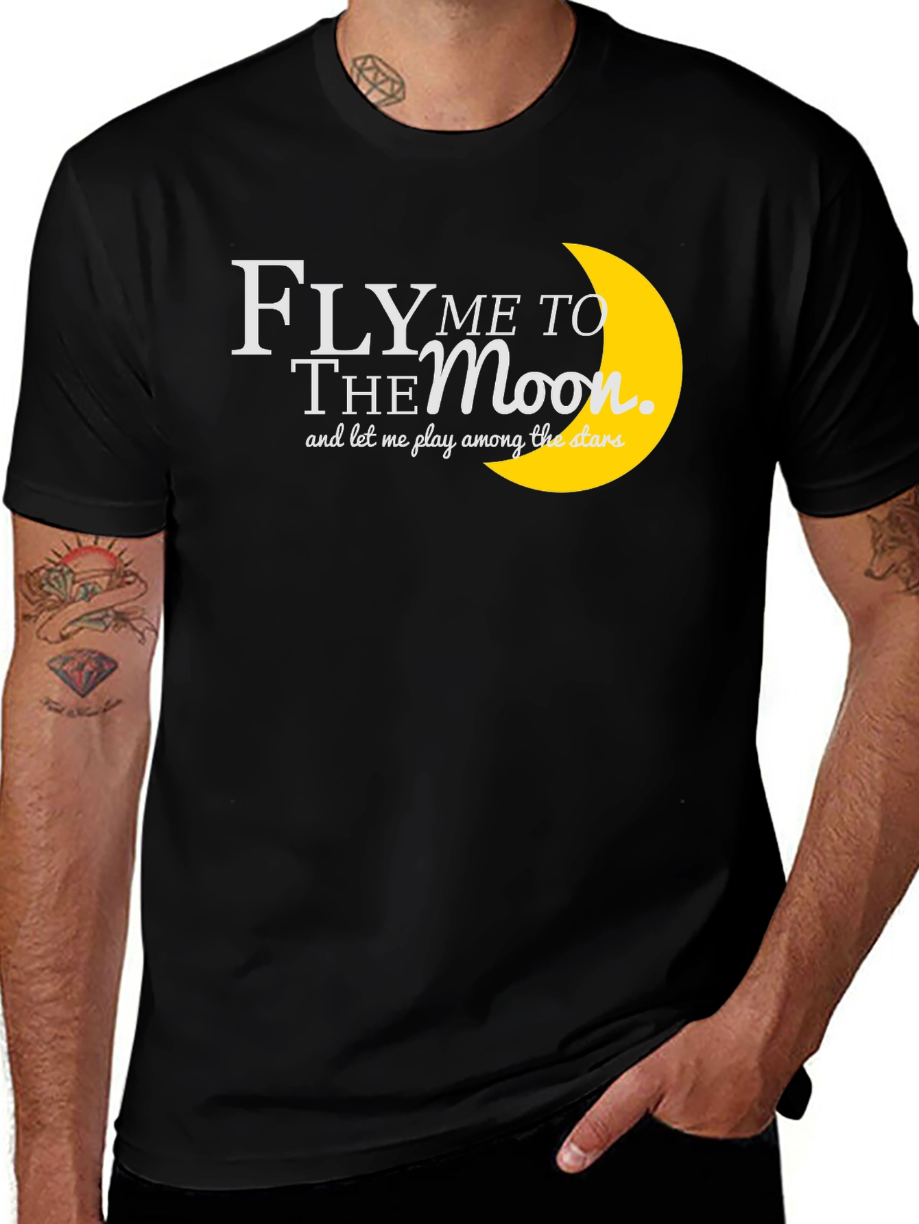 Fly Me to the Moon Graphic Tee - Black