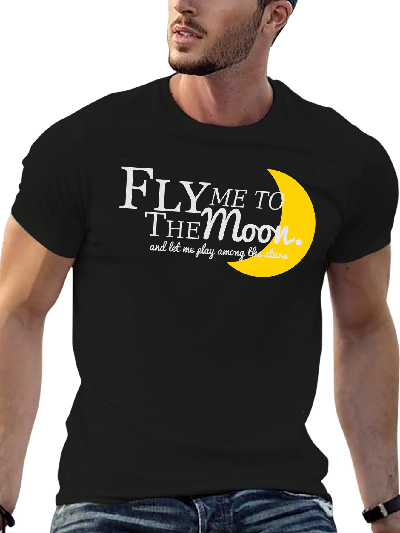 Fly Me to the Moon Graphic Tee - Black