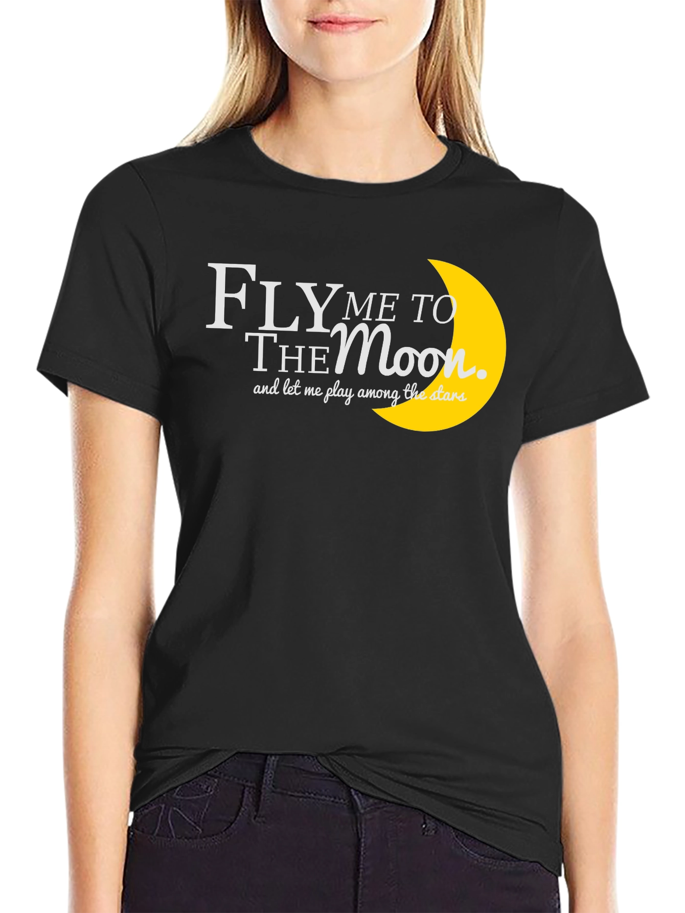 Fly Me to the Moon Graphic Tee - Black
