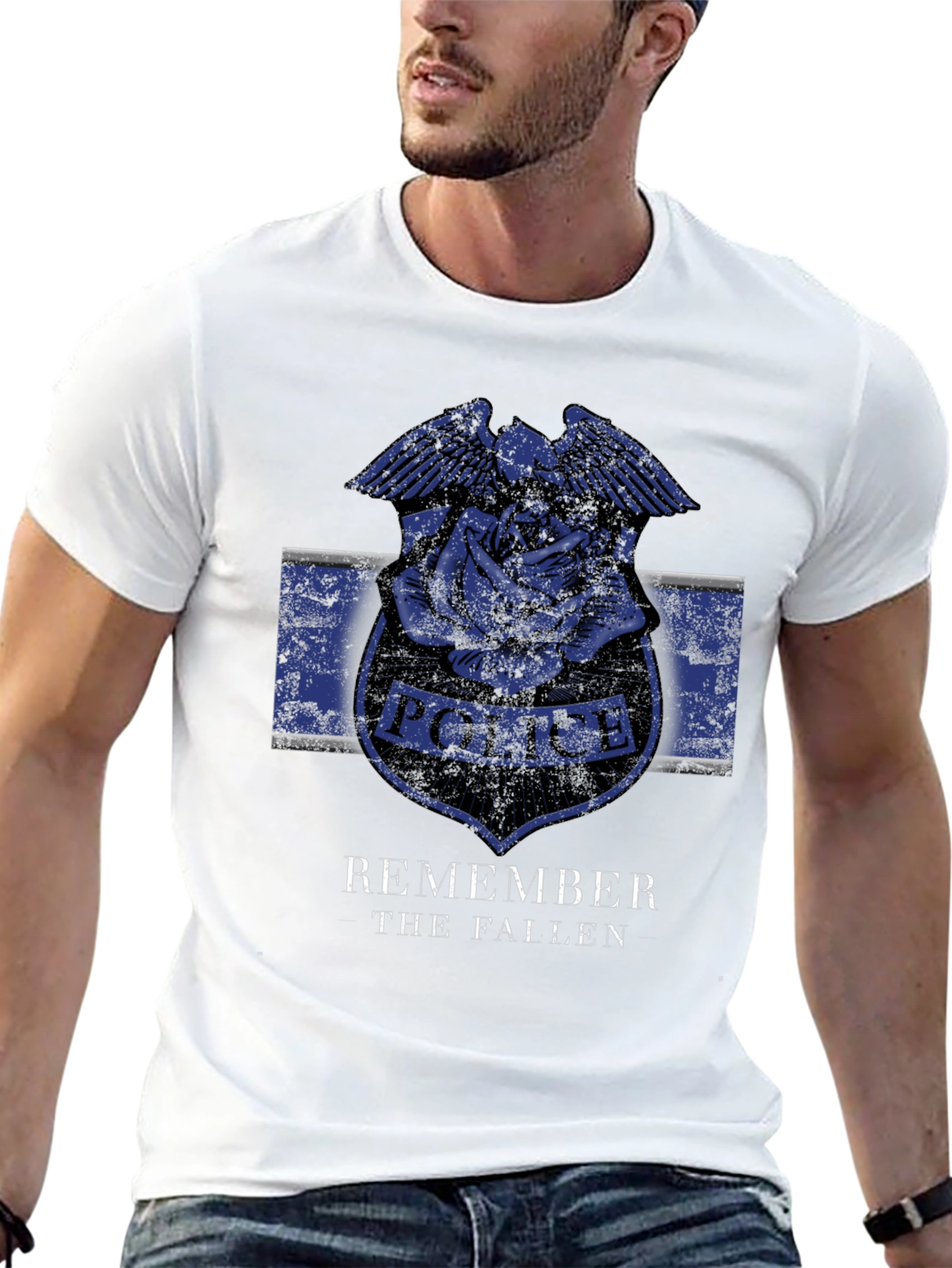 Remember the Fallen Police Rose Graphic T-Shirt